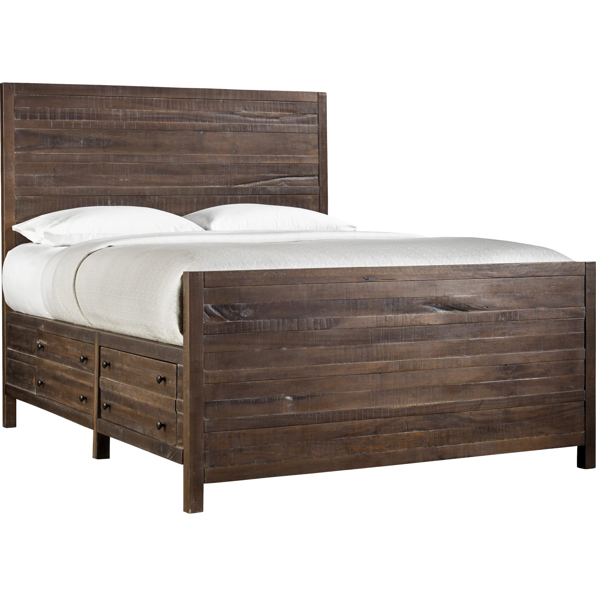 Townsend Solid Wood Storage Bed Frame - Java Finish, Queen Size, Underbed Storage Drawers for Bedroom Organization | Perfect for Small Spaces & Guest Rooms