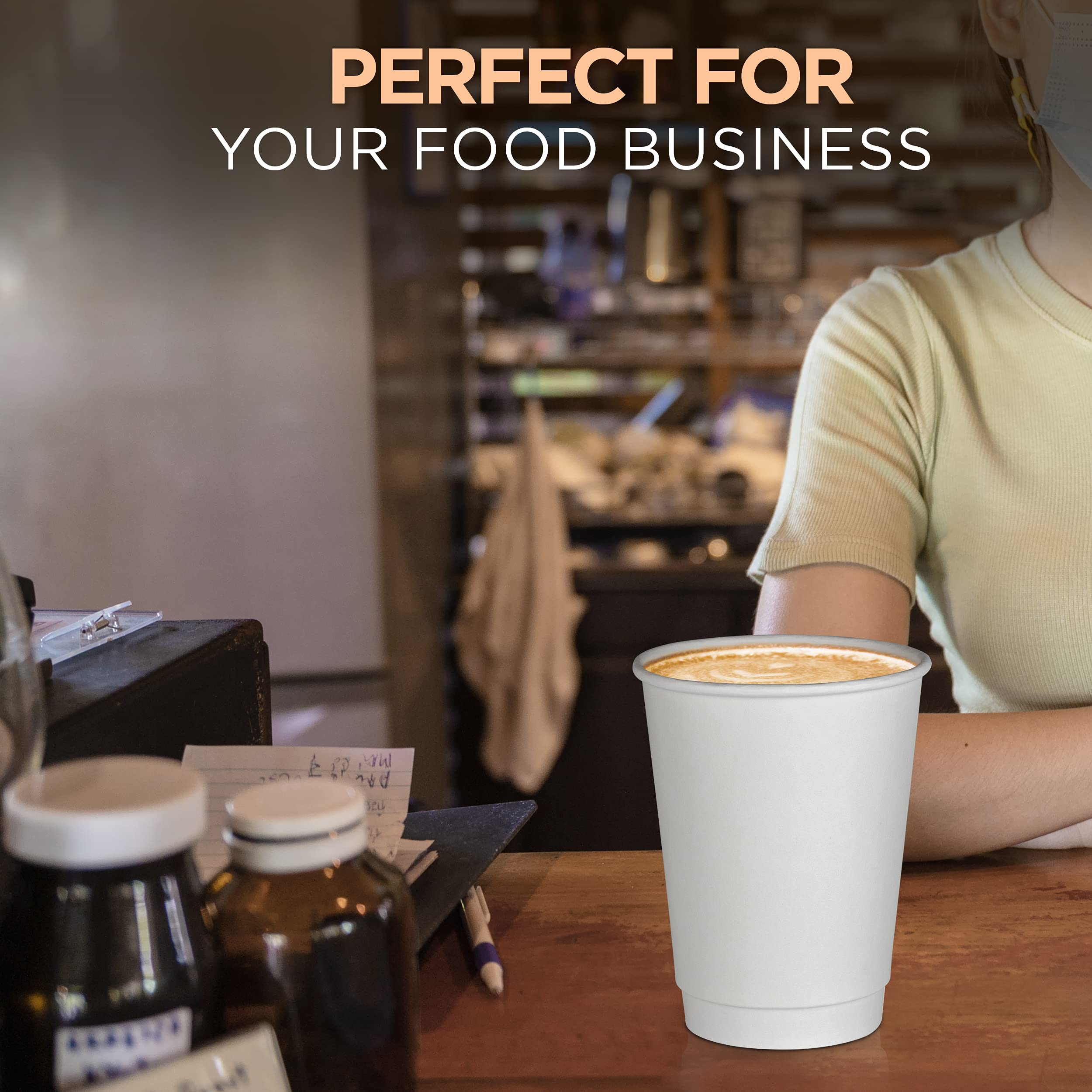 500 Pack 12oz White Disposable Coffee Cups - Double Wall Insulated Hot Beverage Cups for Coffee, Hot Chocolate & Tea | Sturdy Paper Travel Cups for Home, Office, Cafes & Takeout (Lids Not Included) | Perfect for Morning Coffee, Office Breaks & On-the-Go Drinks