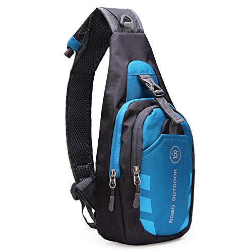 Waterproof Sport Chest Pouch Bag - Blue Crossbody Sling Pack for Running, Hiking, Travel & Outdoor Activities