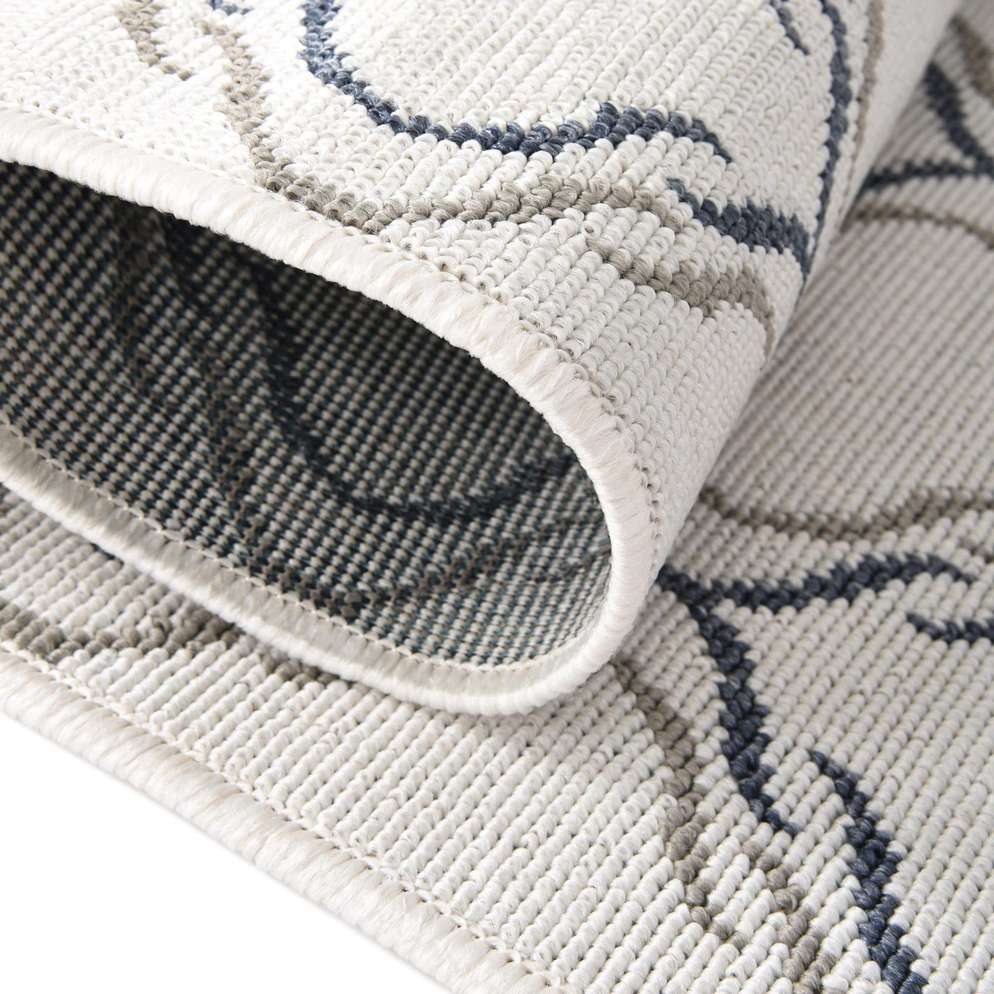 Outdoor Lattice Collection 8x8 FT Ivory Flatweave Rug - Durable Indoor/Outdoor Area Rug for Patio, Deck, Living Room & Kitchen | Water-Resistant & Easy to Clean