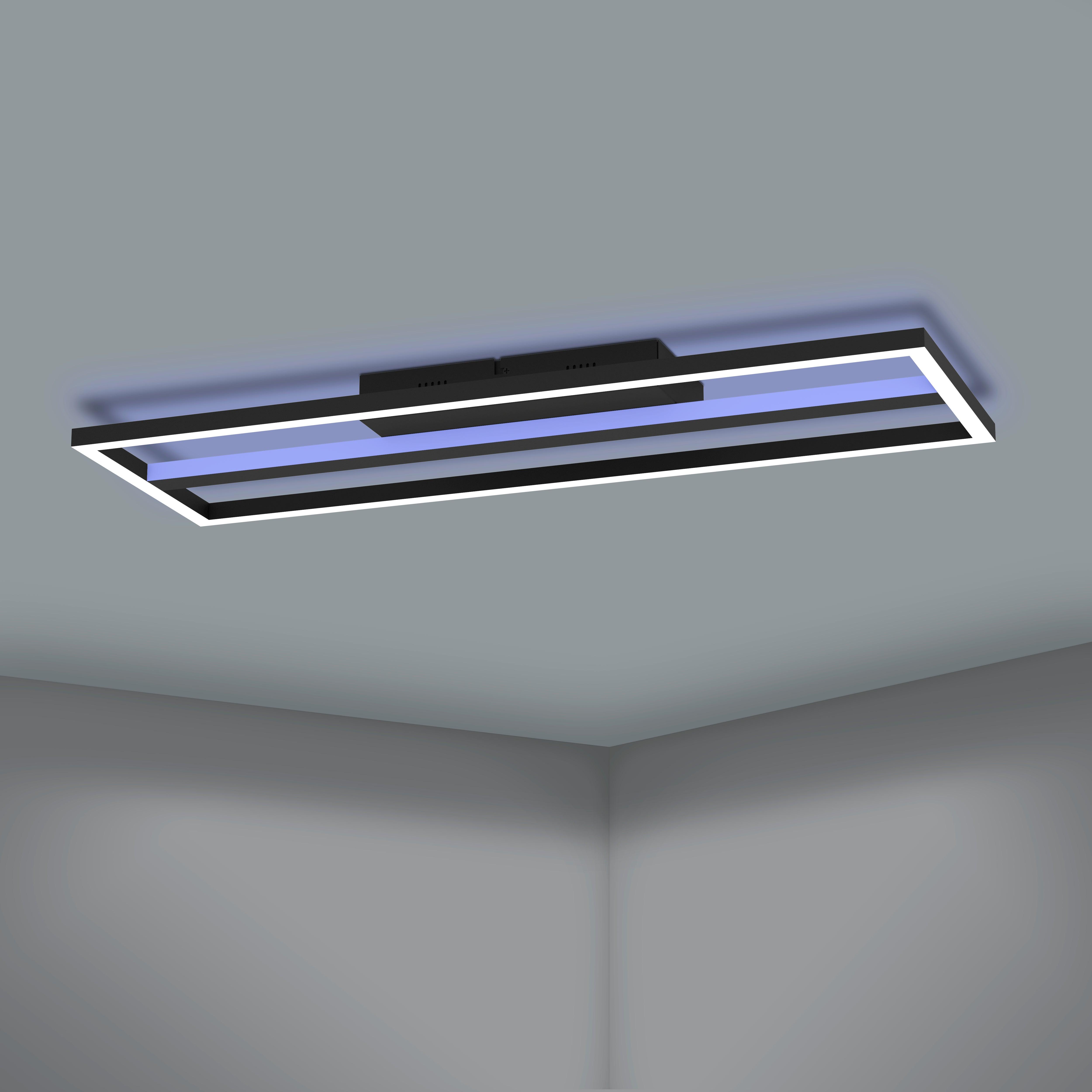 Eglo Connect Calagrano Z Smart Black Rectangular LED Flush Mount Ceiling Light - Modern Dimmable Lighting for Bedroom, Living Room & Kitchen