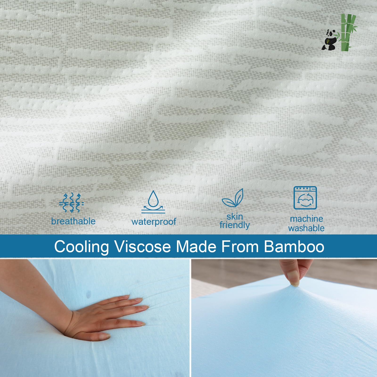 4-Inch Foldable Trifold Mattress for Futon - Bamboo Viscose Cooling Topper Cover, Removable & Machine Washable - Portable Floor Sofa Bed for Camping, Guest Room & Dorm - Non-Slip Design