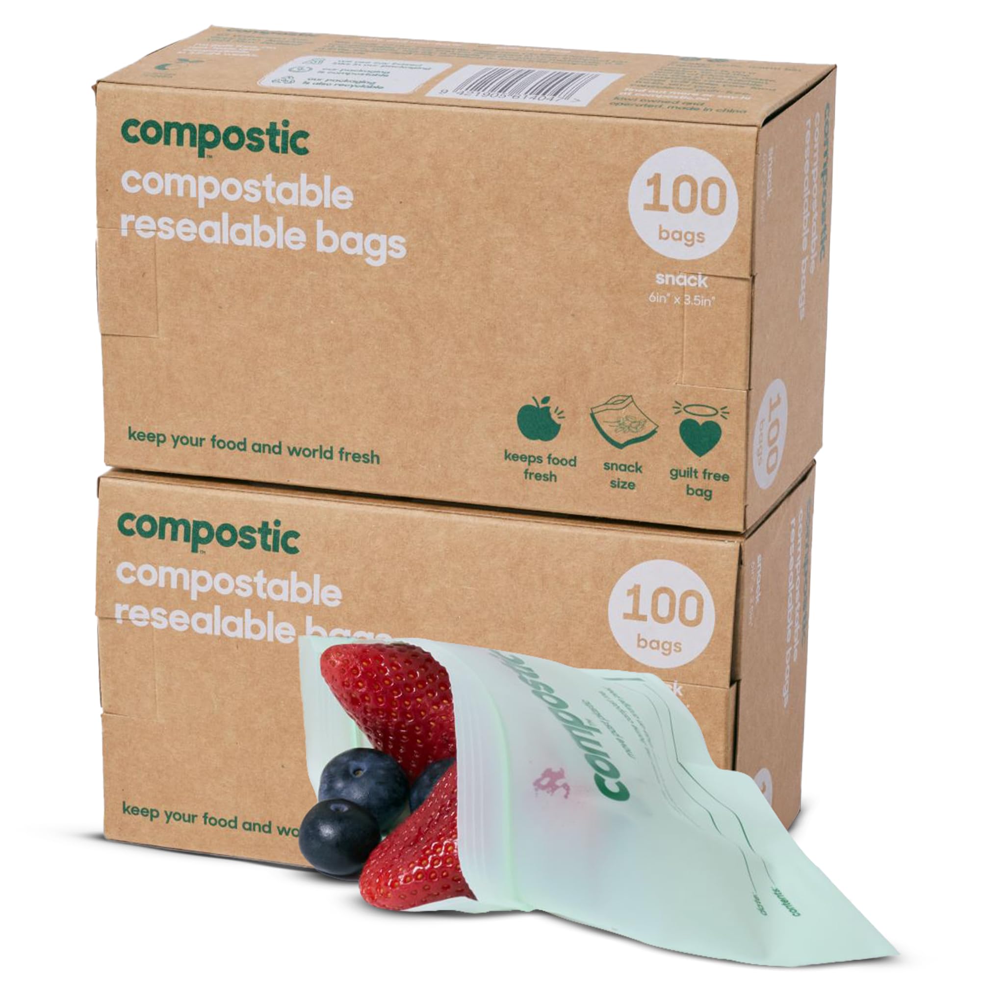 Eco-Friendly Home Compostable Resealable Snack Bags 6