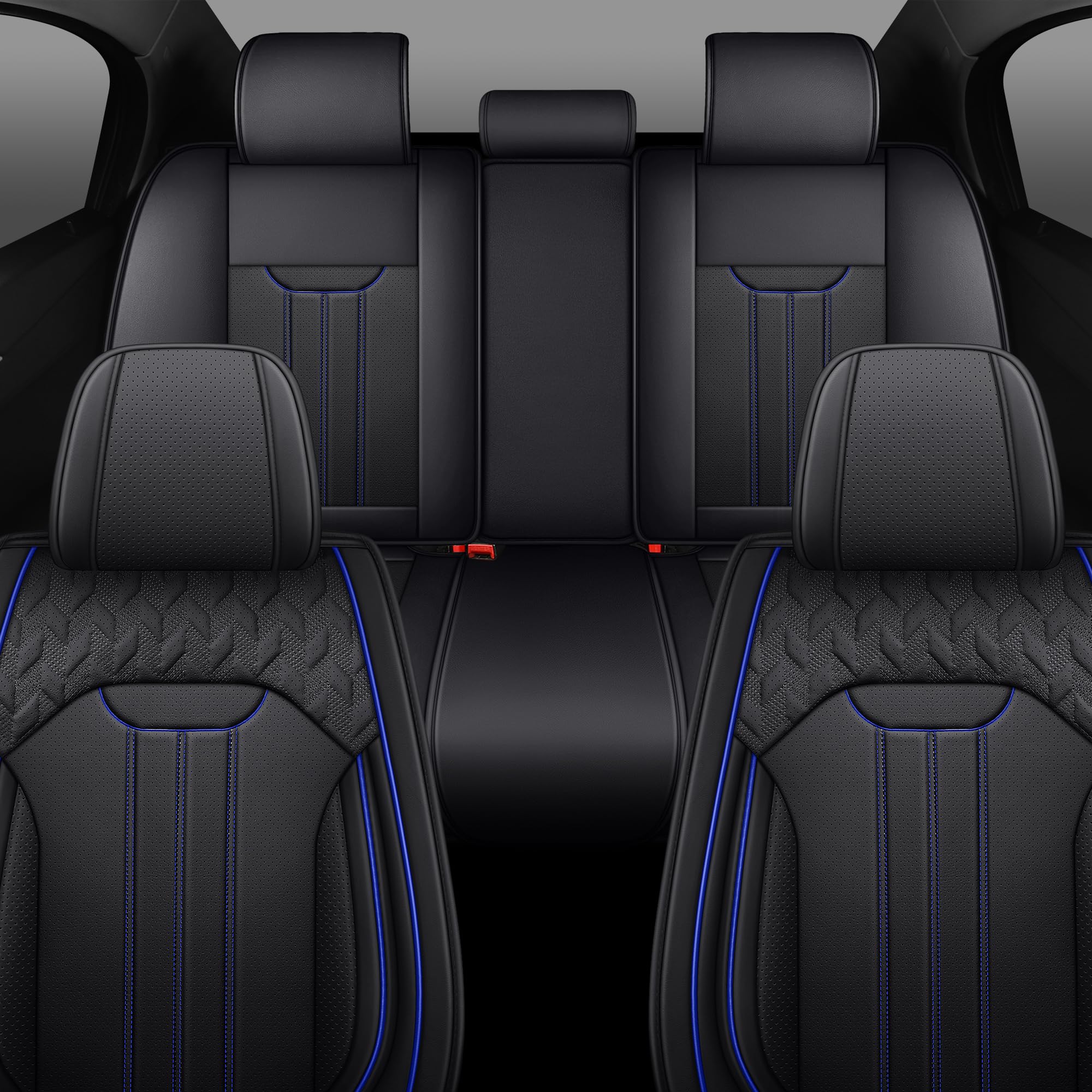 LINGVIDO Waterproof Faux Leather Car Seat Covers Full Set - Universal Fit for Cars, Trucks & SUVs | Front & Back Seat Protector | Durable Automotive Interior Accessories for Daily Commute & Road Trips