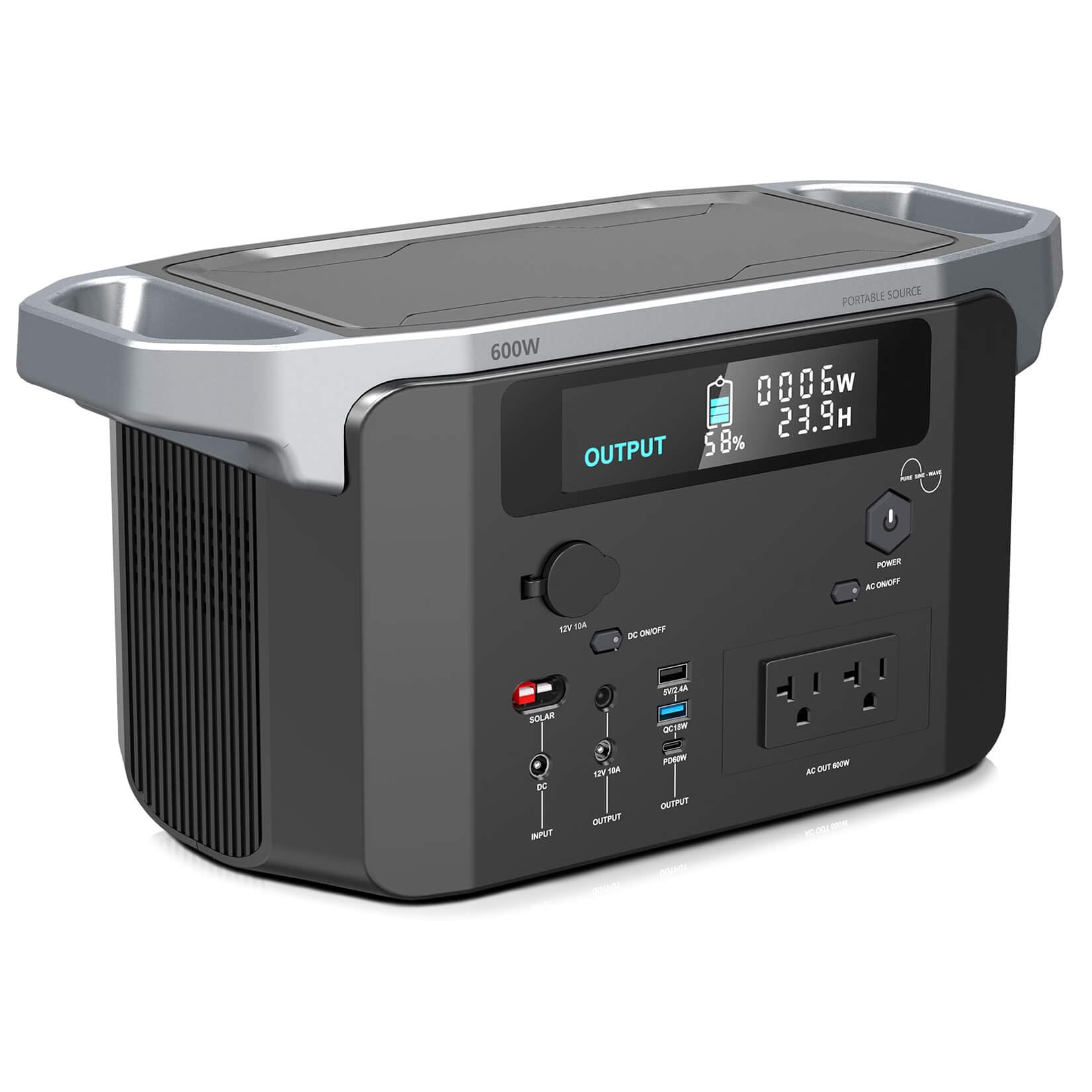 600W Portable Power Station with 647Wh Capacity - Solar Generator for Camping, RV & Emergency Backup | 7 Ports (AC/DC/USB PD) | IPX4 Waterproof | Perfect for Outdoor Adventures, Home Use & CPAP Machines