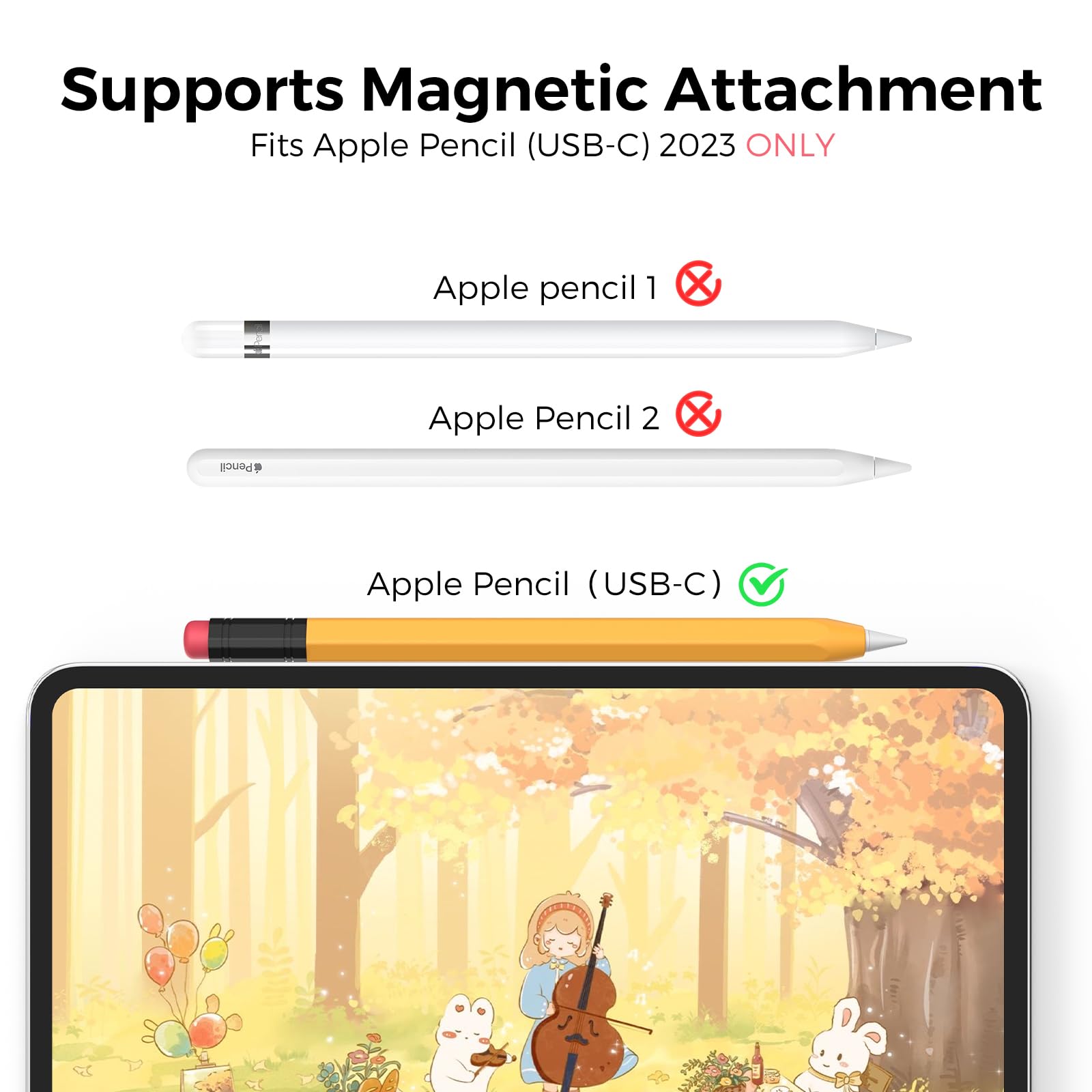AhaStyle Classic Silicone Sleeve Cover for Apple Pencil USB-C - Protective Skin Holder with Grip Accessories (Yellow) | Compatible with Apple Pencil USB-C | Perfect for Drawing, Note-Taking & iPad Stylus Protection