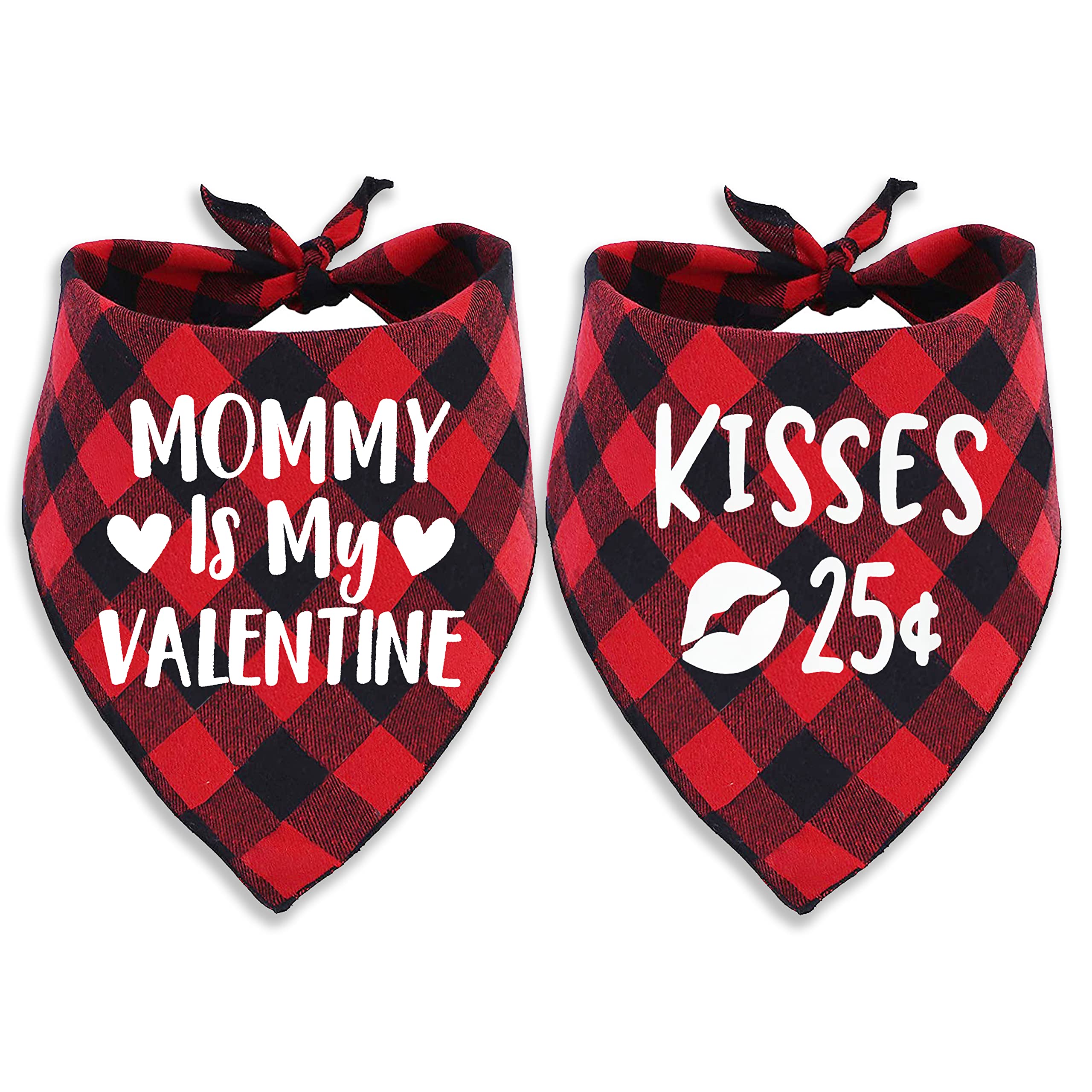 Valentine Dog Bandana for Pets - Red Buffalo Plaid for Holidays & Gifts