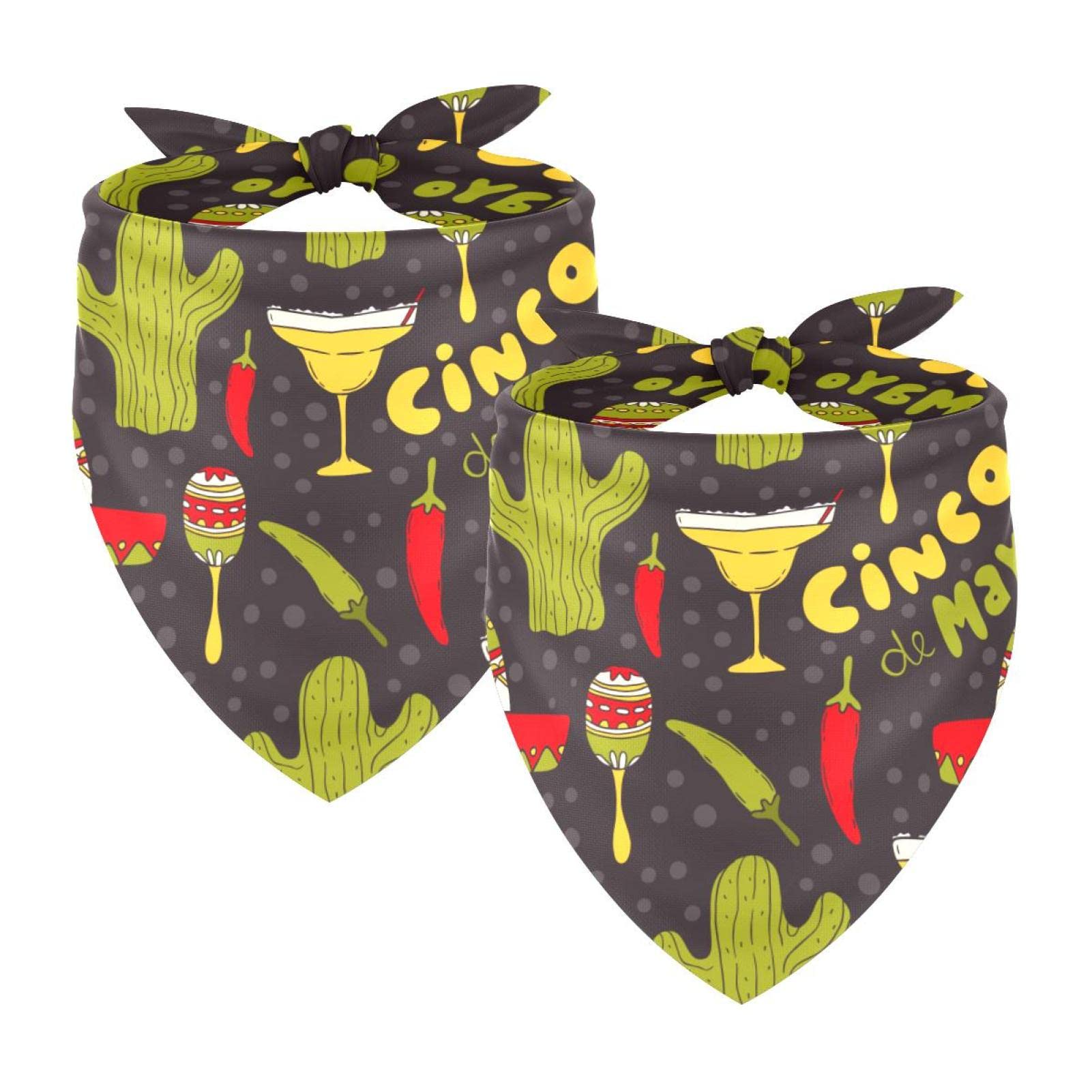 Cooling Dog Bandana for Large & XL Dogs - Soft Triangle Pet Scarf with Cinco De Mayo Plants Pattern (2 Pack) - Perfect for Summer Walks, Pet Parties & Outdoor Adventures