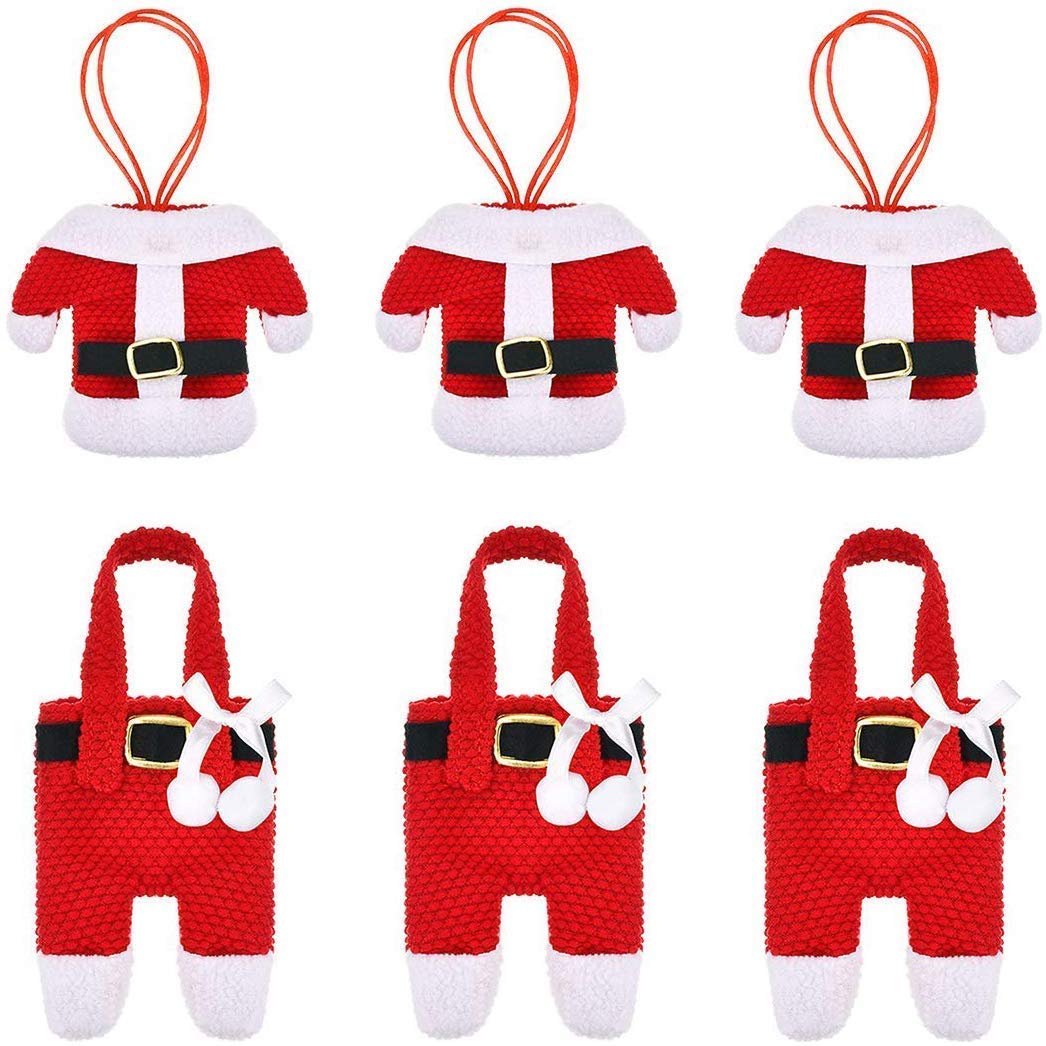 6-Piece Christmas Cutlery Set - Santa & Pants Shaped Silverware Holders for Knives, Forks, Spoons - Holiday Kitchen Organizer & Decorative Table Setting Accessories - Perfect for Christmas Parties, Gift Wrapping & Festive Dining Decor