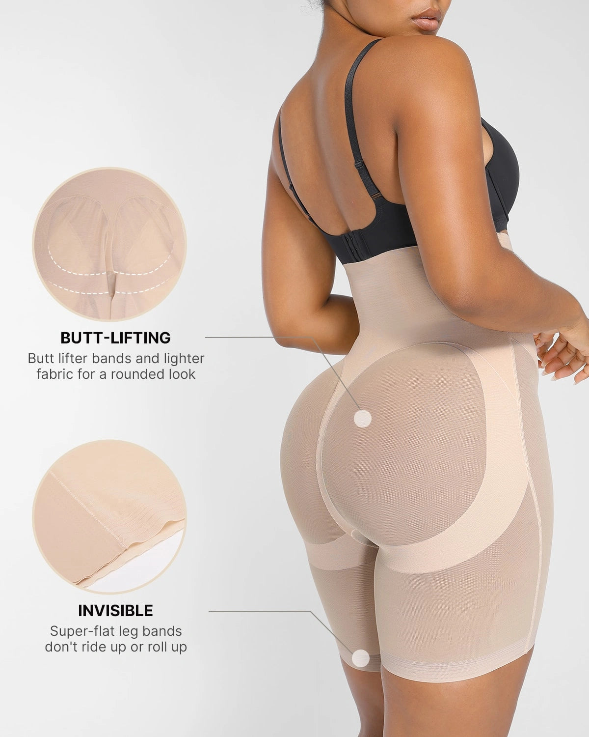 AirSlim® Mesh Smooth Butt Lifting Shorts for Women - High Waist Tummy Control Shapewear - Comfortable & Breathable for Workout, Yoga & Everyday Wear