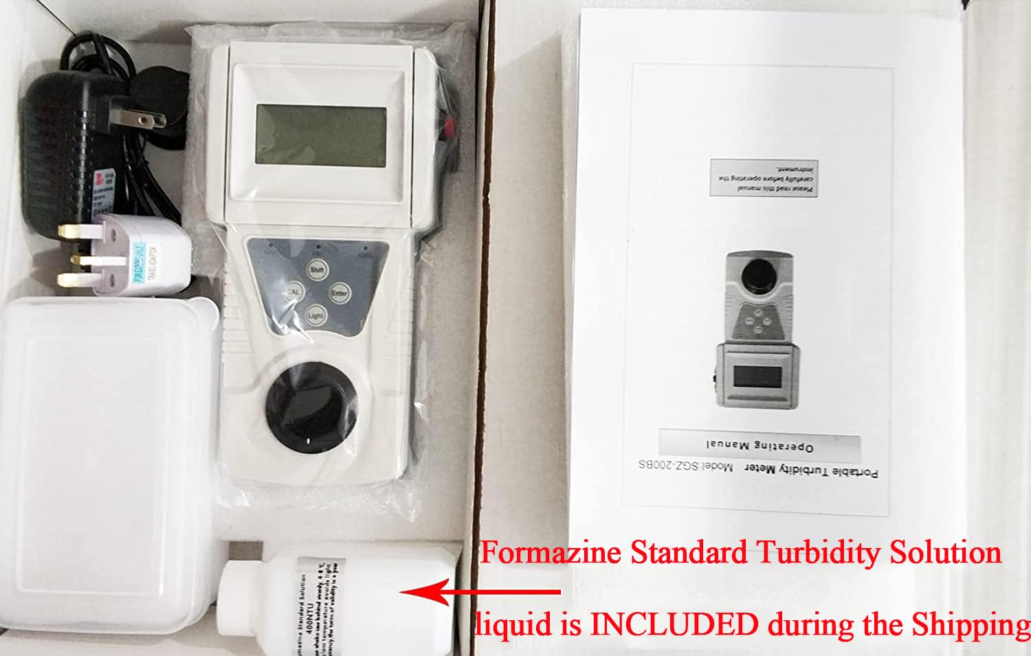 Professional Turbidity Meter Tester 0-200 NTU Range with 0.1 NTU Resolution - Lab Grade Water Quality Testing Equipment Includes Formazine Standard Solution - Perfect for Drinking Water Analysis, Aquariums & Pool Maintenance