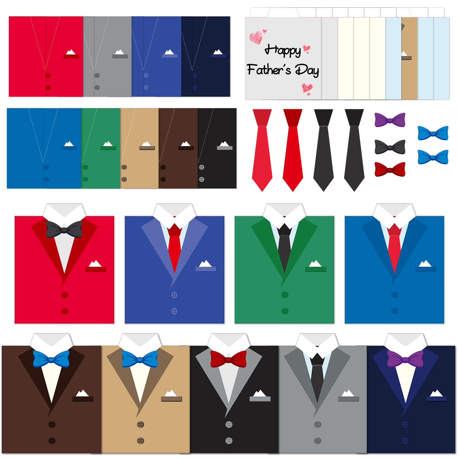 24 Pcs DIY Father's Day Card Making Kit for Kids - Shirt Greeting Cards Crafts with Handmade Supplies for Daddy's Day, Art Activities for Girls Boys, Home Classroom Party Favors, Birthday Gifts & School Projects