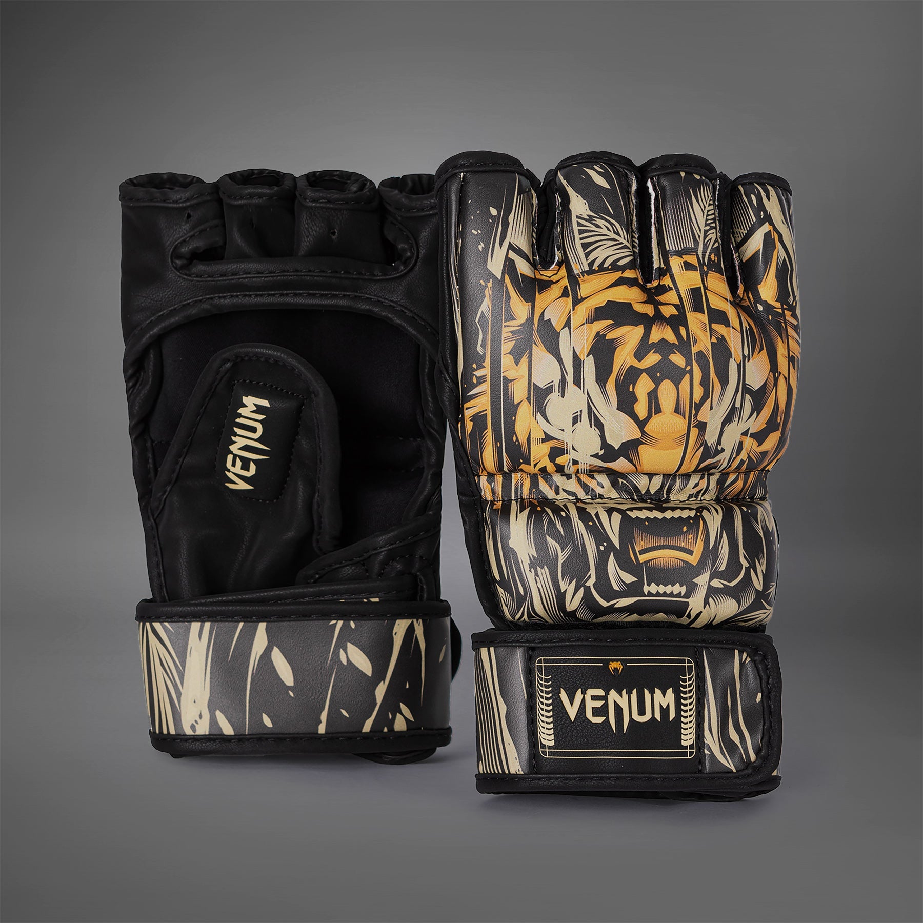 Venum Tiger MMA Gloves for Training & Sparring - Black/Neon Orange - Premium Leather, Breathable & Shock Absorbing - Perfect for MMA, Kickboxing & Combat Sports