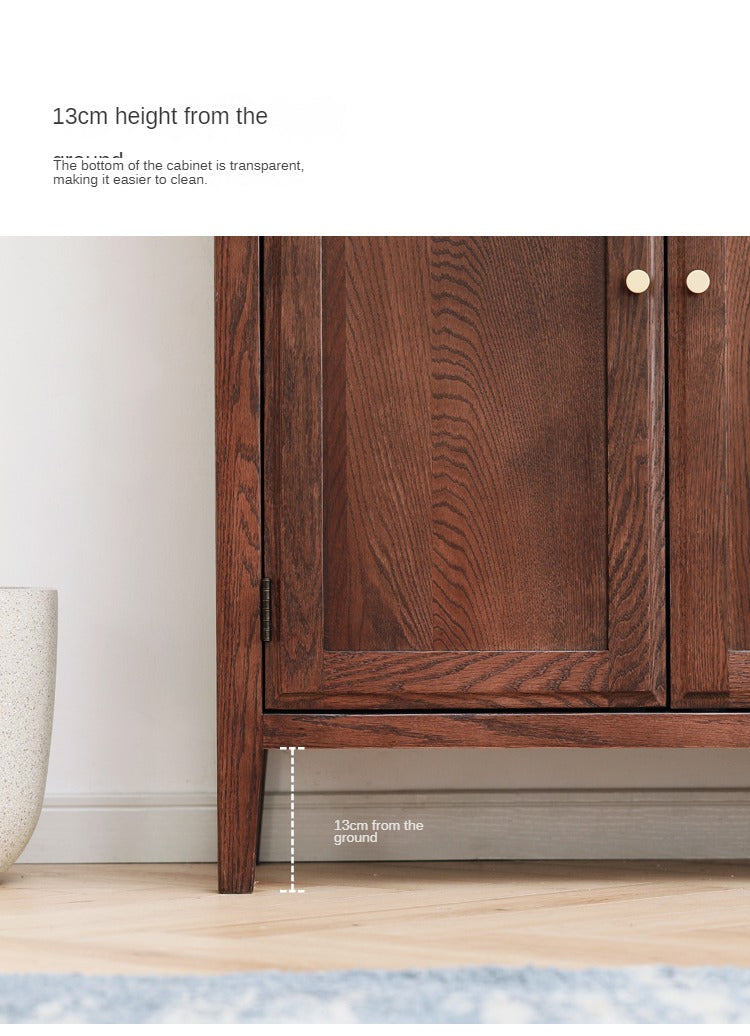 American Style Oak Solid Wood Shoe Cabinet - Durable Entryway Storage Organizer for Hallway, Closet & Mudroom