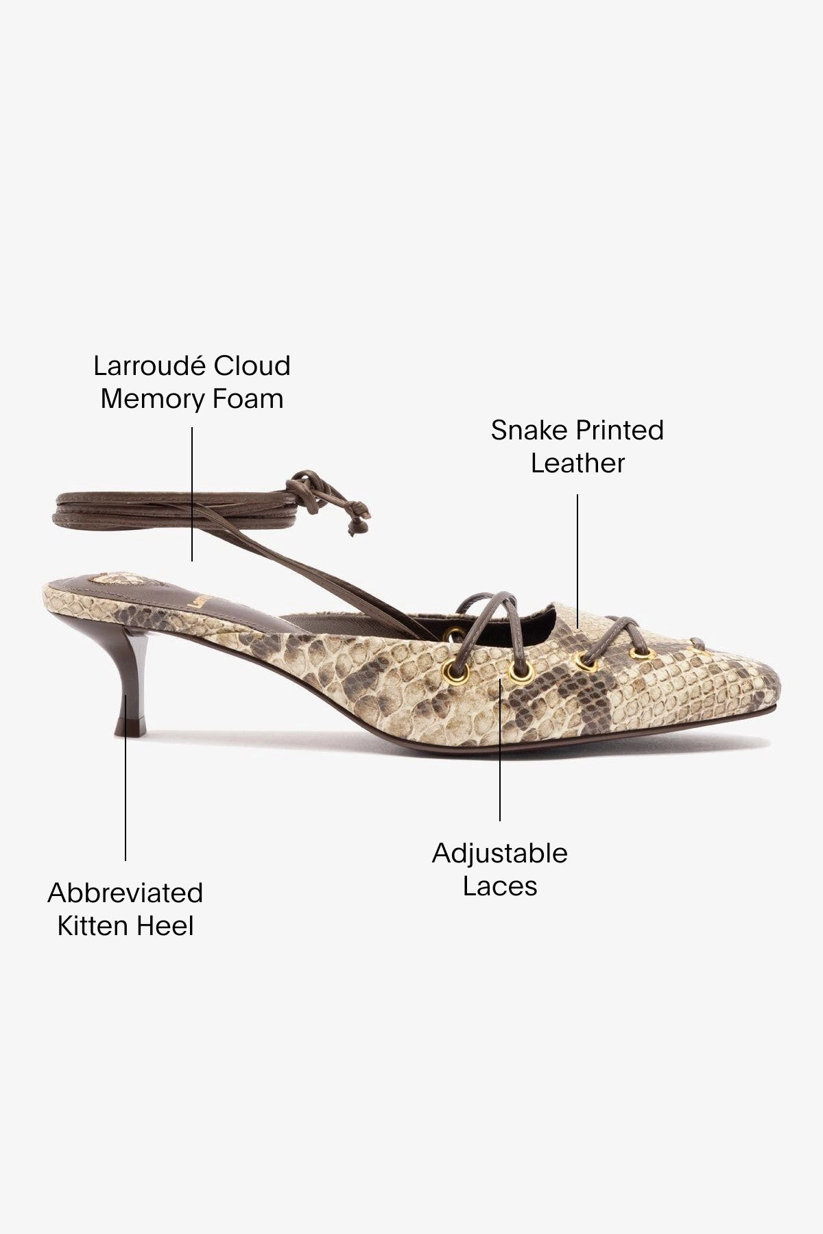 Amal Lace Up Pump Women's Shoes - Neutral Printed Snake Design Fashion Heels for Office, Party & Special Occasions