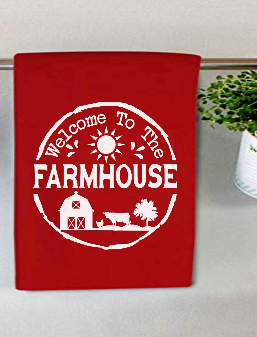 Farmhouse Kitchen Dish Towel - 100% Cotton Red Flour Sack Towel - Absorbent & Durable for Cooking, Baking & Cleaning - Perfect for Farmhouse Decor & Rustic Kitchen Accessories