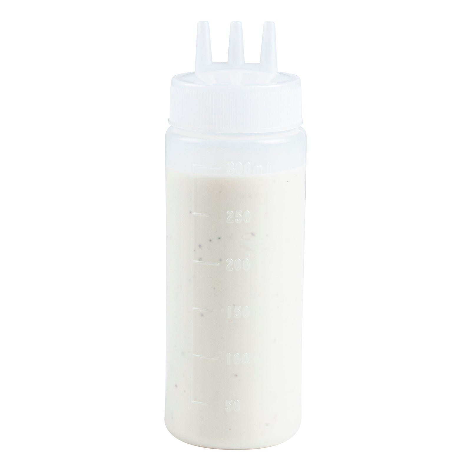 12 oz Clear Plastic Squeeze Bottles with Triple Dispersion Tip - 6 Pack (2.25