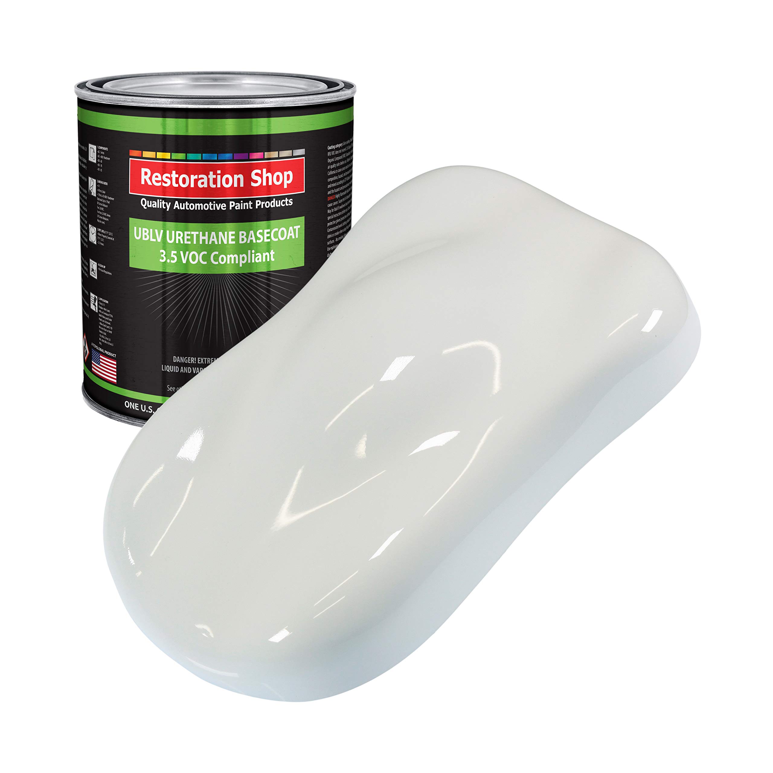 Restoration Shop - Pure White Low VOC Urethane Basecoat Auto Paint - 1 Gallon High Gloss Professional Automotive Coating for Cars, Trucks & Vehicle Refinishing - Perfect for DIY Projects & Professional Auto Body Shops