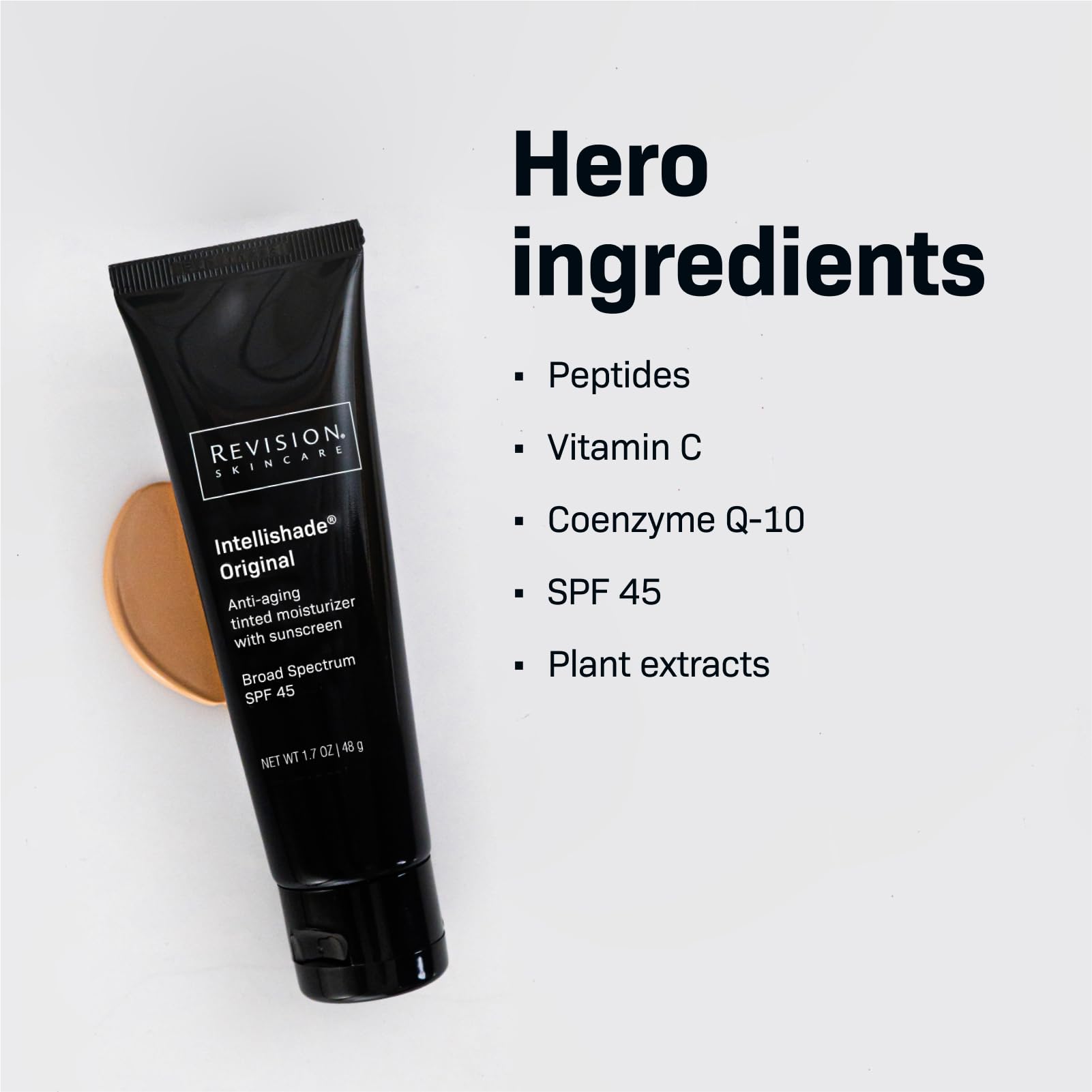 Revision Skincare Intellishade® Original Tinted Moisturizer with SPF 45 - Anti-Aging, Wrinkle Cream with Peptides & Vitamin C, 1.7 oz - Daily Hydration for Brighter, Youthful Skin at Home or On-The-Go