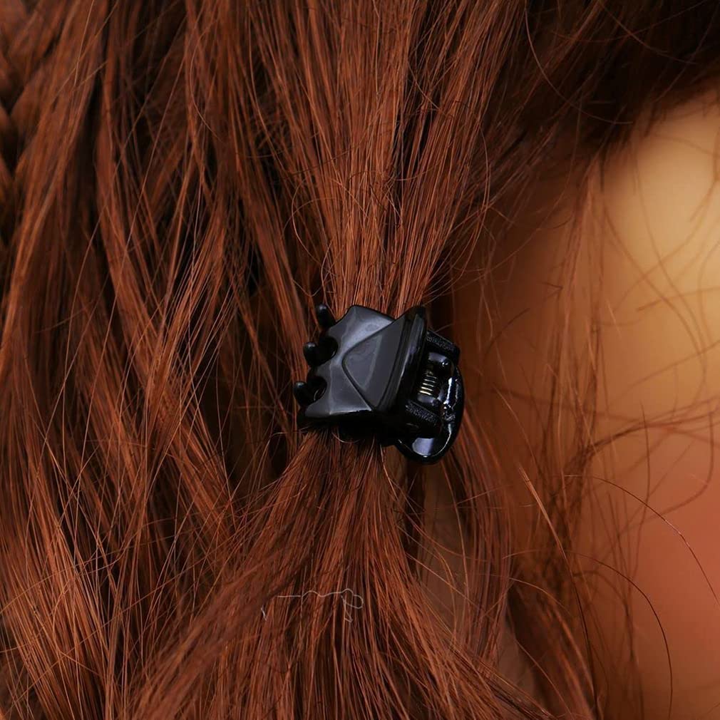 Haobase 12Pcs Black Plastic Mini Hair Claw Clips - Small Hair Clamps for Women & Girls - Hair Accessories for Ponytails, Bangs & Updos - Perfect for School, Work & Everyday Styling