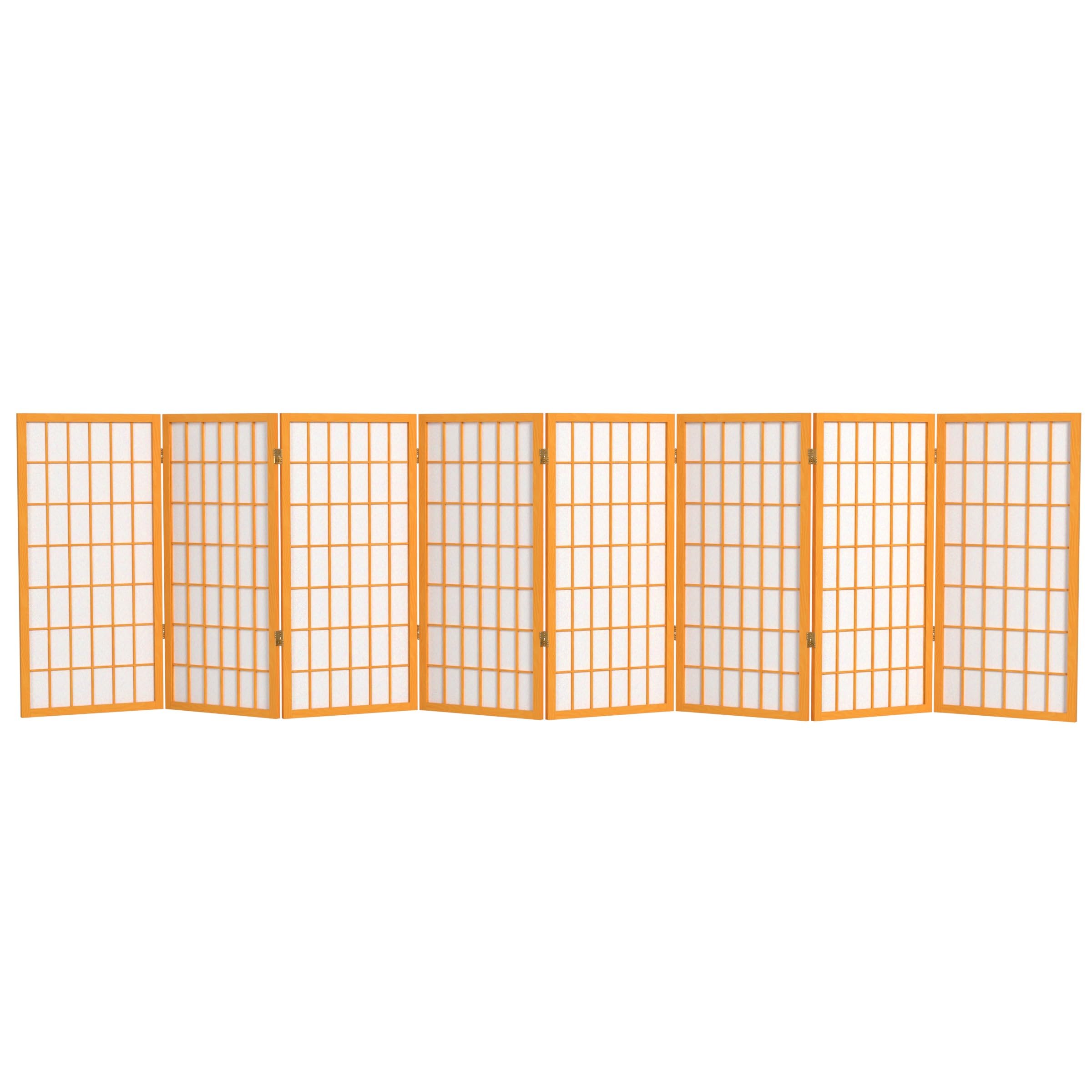 3 ft. Short Honey-Colored Shoji Screen with 8 Panels - Traditional Japanese Room Divider for Home, Office, or Meditation Space - Perfect for Privacy, Decor, and Zen Atmosphere