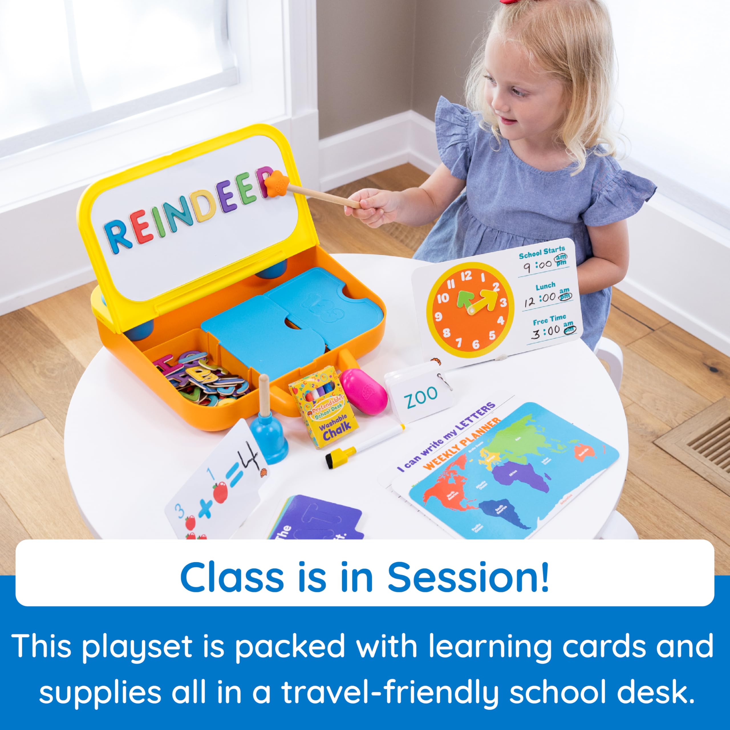 Fat Brain Toys Pretendables School Set - Magnetic Alphabet Letters & Storage for Kids | Alphabet Learning & Pretend Play Teacher Toys | Educational Toys for Ages 3+ | Perfect for Classroom Play & Homeschooling Activities