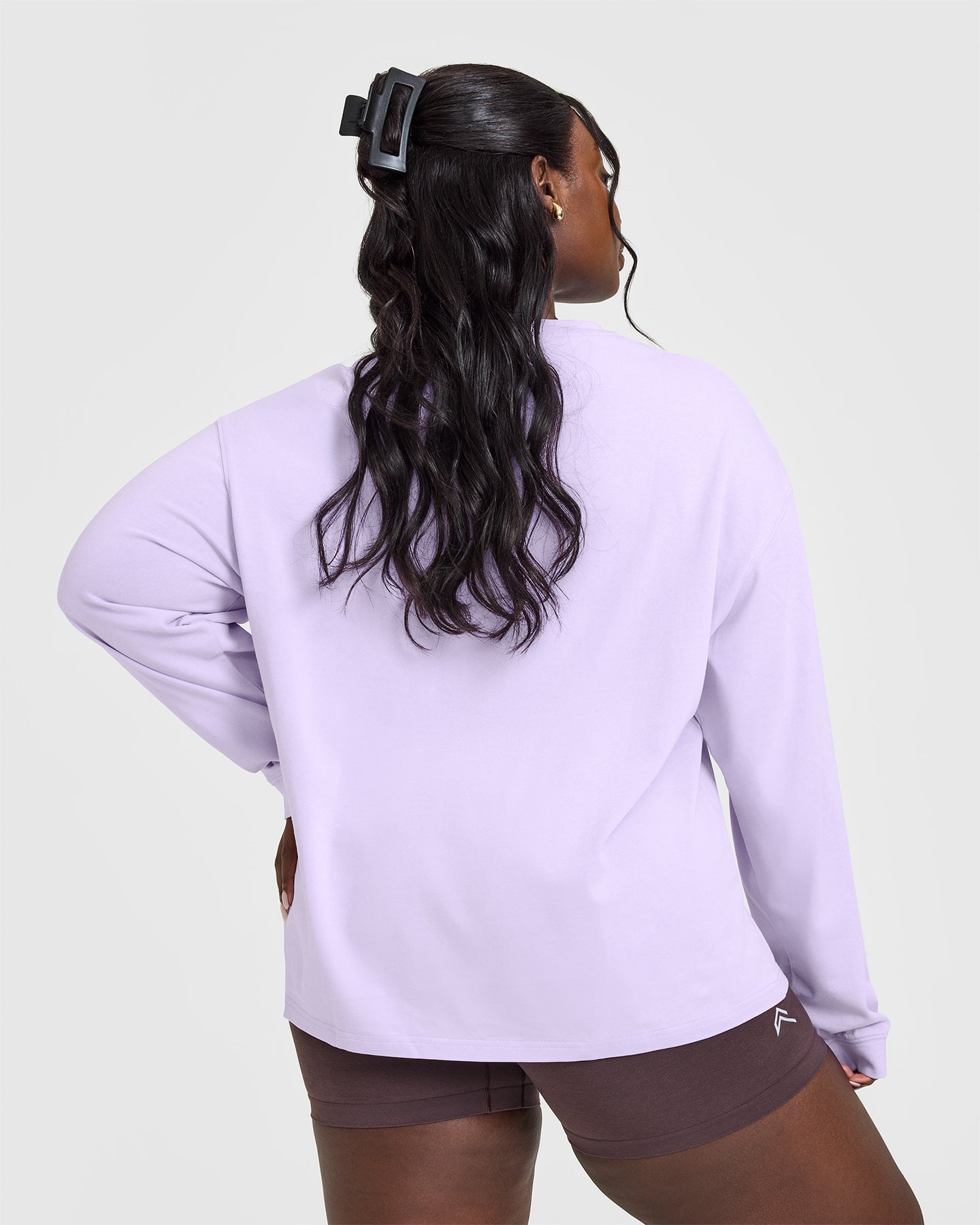 Oversized Washed Long Sleeve T-Shirt for Women - Soft Lavender Purple Top | Casual Loungewear, Streetwear & Layering Essential