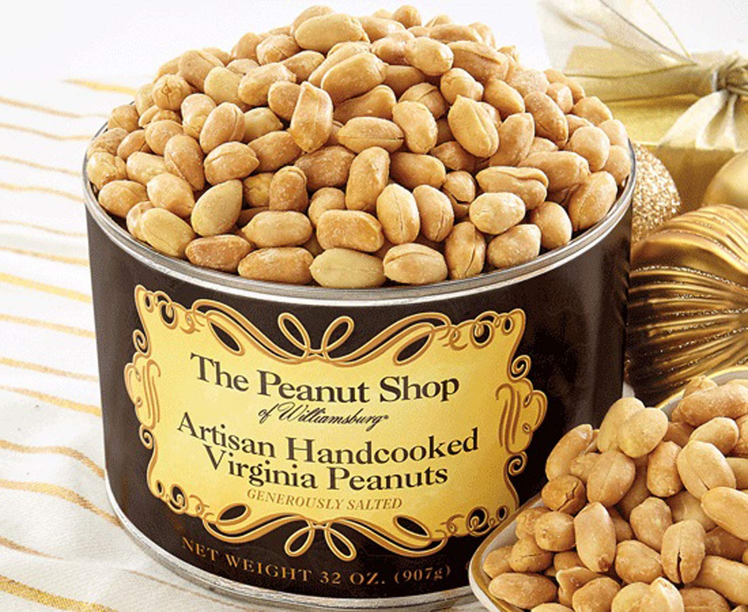 Premium Extra Salty Virginia Peanuts - Gluten-Free, Kosher Certified, High Protein Snack (32 Oz Tin) - Perfect for Parties, Road Trips & Healthy On-the-Go Munching