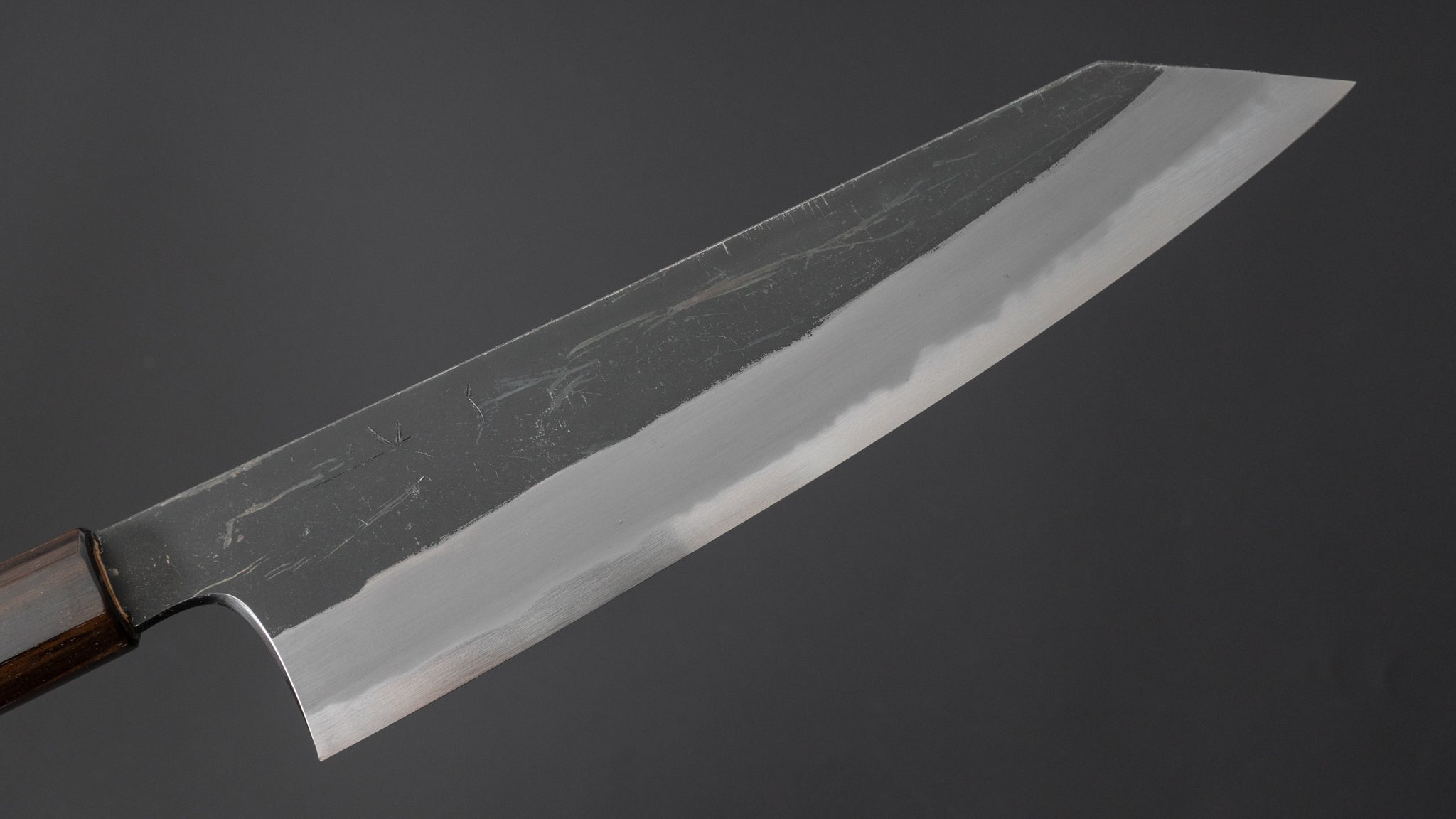 Hitohira Togashi Blue #2 Kiritsuke Gyuto 240mm Japanese Chef Knife - Kurouchi Finish with Cherry Wood & Ebony Handle - Perfect for Sushi, Meat Slicing & Precision Cutting