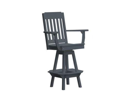 A & L Furniture Traditional Swivel Bar Chair with Arms - Comfortable Upholstered Stool for Kitchen Island, Home Bar & Breakfast Nook