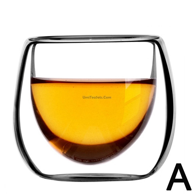Premium Double Wall Glass Gongfu Tea Cup Set of 6 - Insulated Tea Tasting Cups for Hot/Cold Brews - Perfect for Chinese Tea Ceremony, Home Tea Party & Office Use
