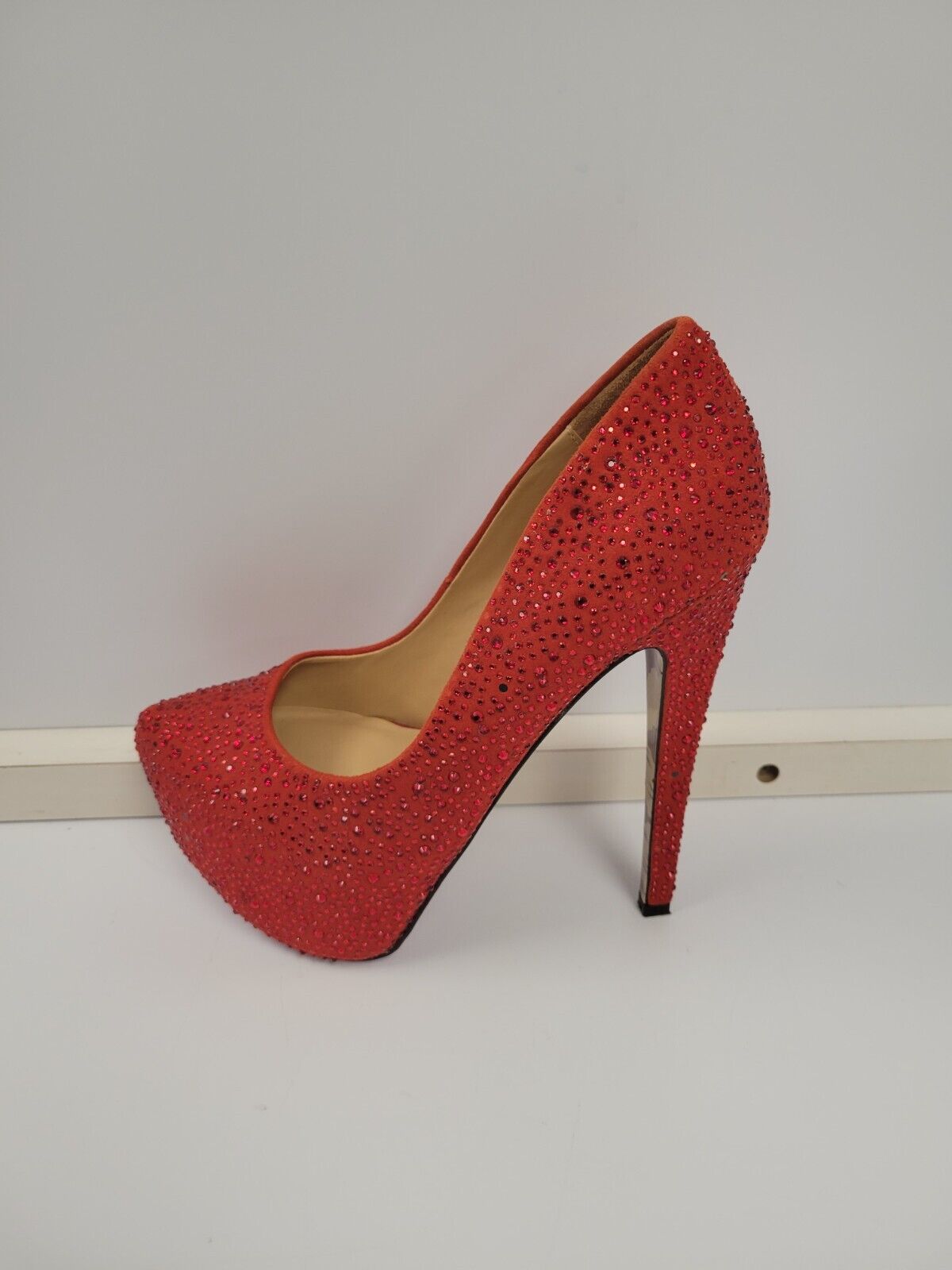 Taylor Red Bedazzled High Heels Size 7.5 US - Perfect for Evening Parties, Prom, and Special Occasions