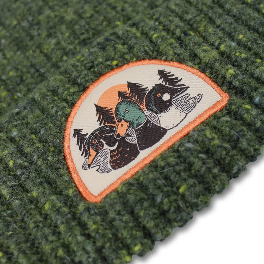 Warm Duck Trio Wool Blend Beanie - Soft Winter Hat for Men & Women - Cozy Forest Green Knit Cap for Outdoor Activities, Skiing & Hiking