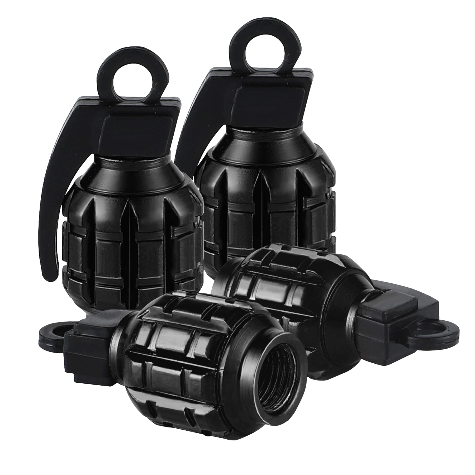 Alpmosn Aluminum Car Tire Valve Stem Caps (4PCS Black) - Waterproof & Dustproof Valve Stem Covers for SUV, Car, Bike, Motorcycle - Universal Fit Accessories for All-Season Protection & Style Enhancement