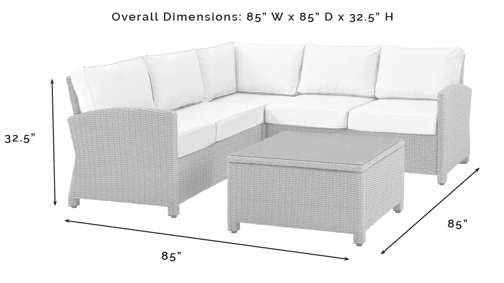 Crosley Bradenton 4-Piece Outdoor Sectional Sofa Set - Wicker Patio Furniture with Sunbrella Cushions in Brown | Perfect for Backyard, Poolside & Garden Relaxation