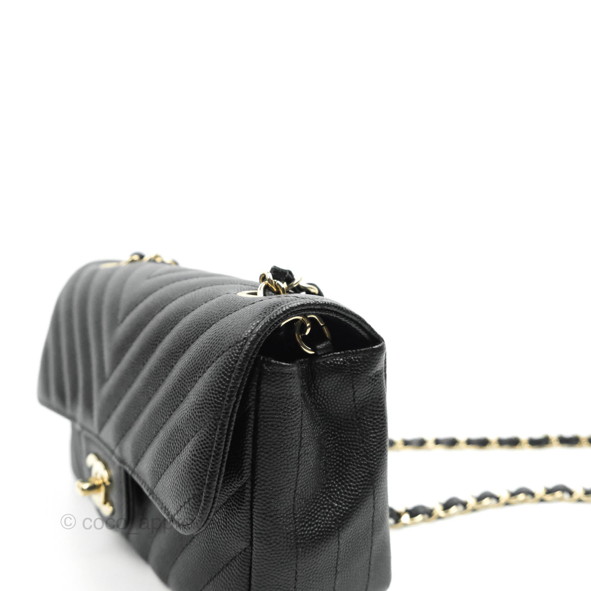 Chanel Chevron Mini Rectangular Flap Bag in Black Caviar Leather with Gold Hardware - Luxury Crossbody Purse for Women, Perfect for Evening Events & Date Nights
