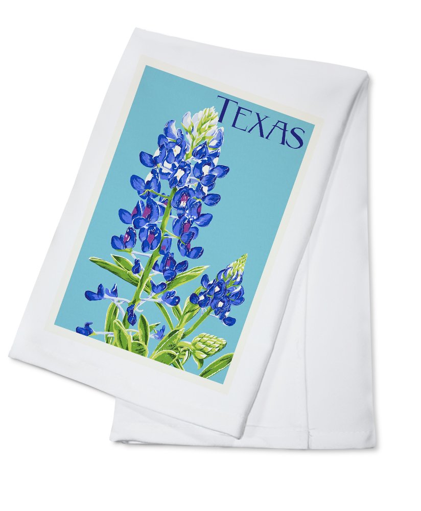 Texas Bluebonnet Letterpress Tea Towel - 100% Cotton Decorative Hand Towel for Kitchen & Home | Farmhouse Style Kitchen Decor, Dish Drying Towel, Hostess Gift