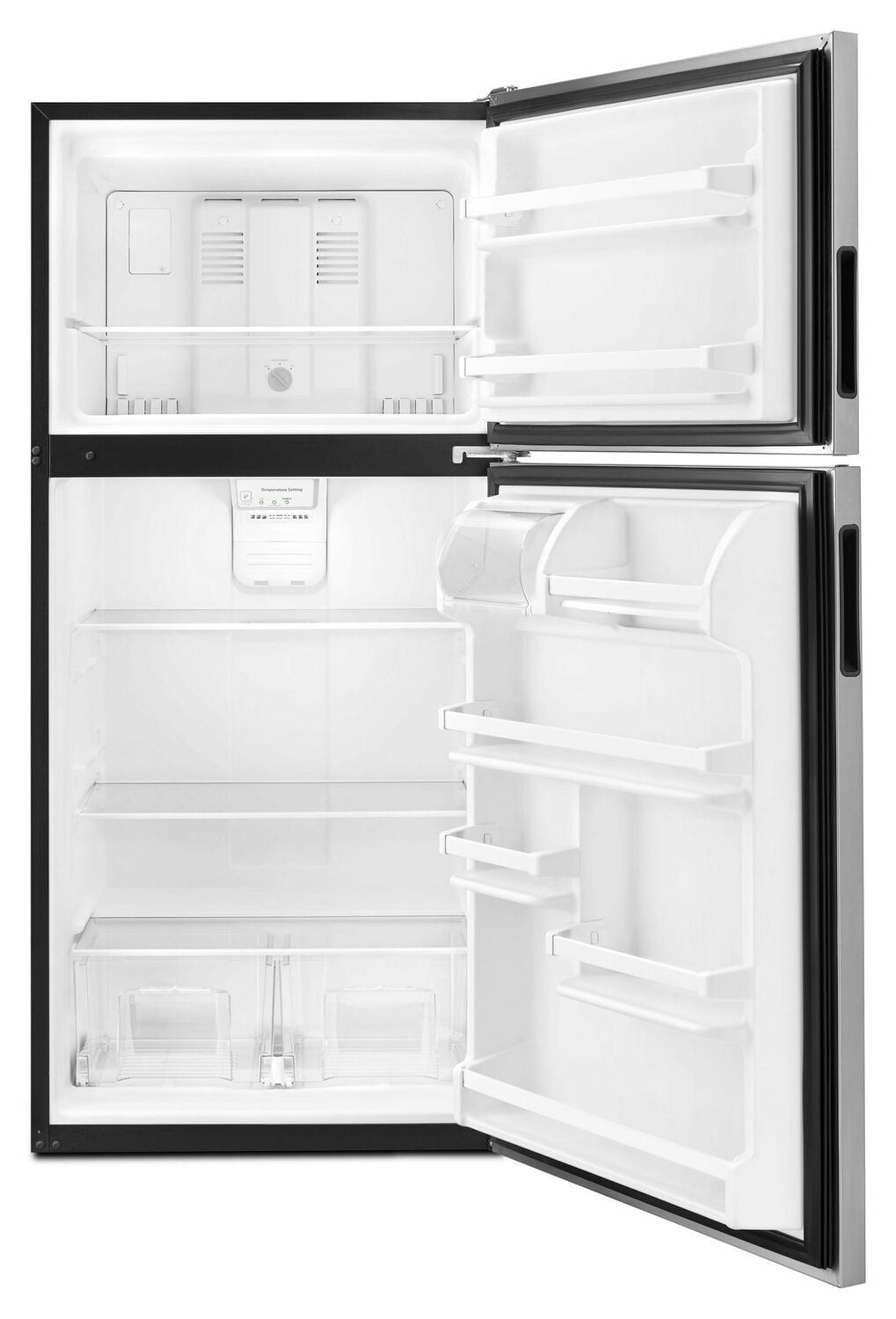 Amana ART318FFDS 30 Inch Top Freezer Refrigerator with Glass Shelves - Stainless Steel | Energy Efficient Kitchen Appliance for Small Spaces & Apartments