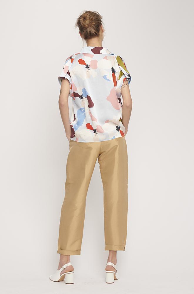 Elegant Drop Shoulder Silk Blouse with Floral Print - Women's Fashion Top for Office, Party & Date Night