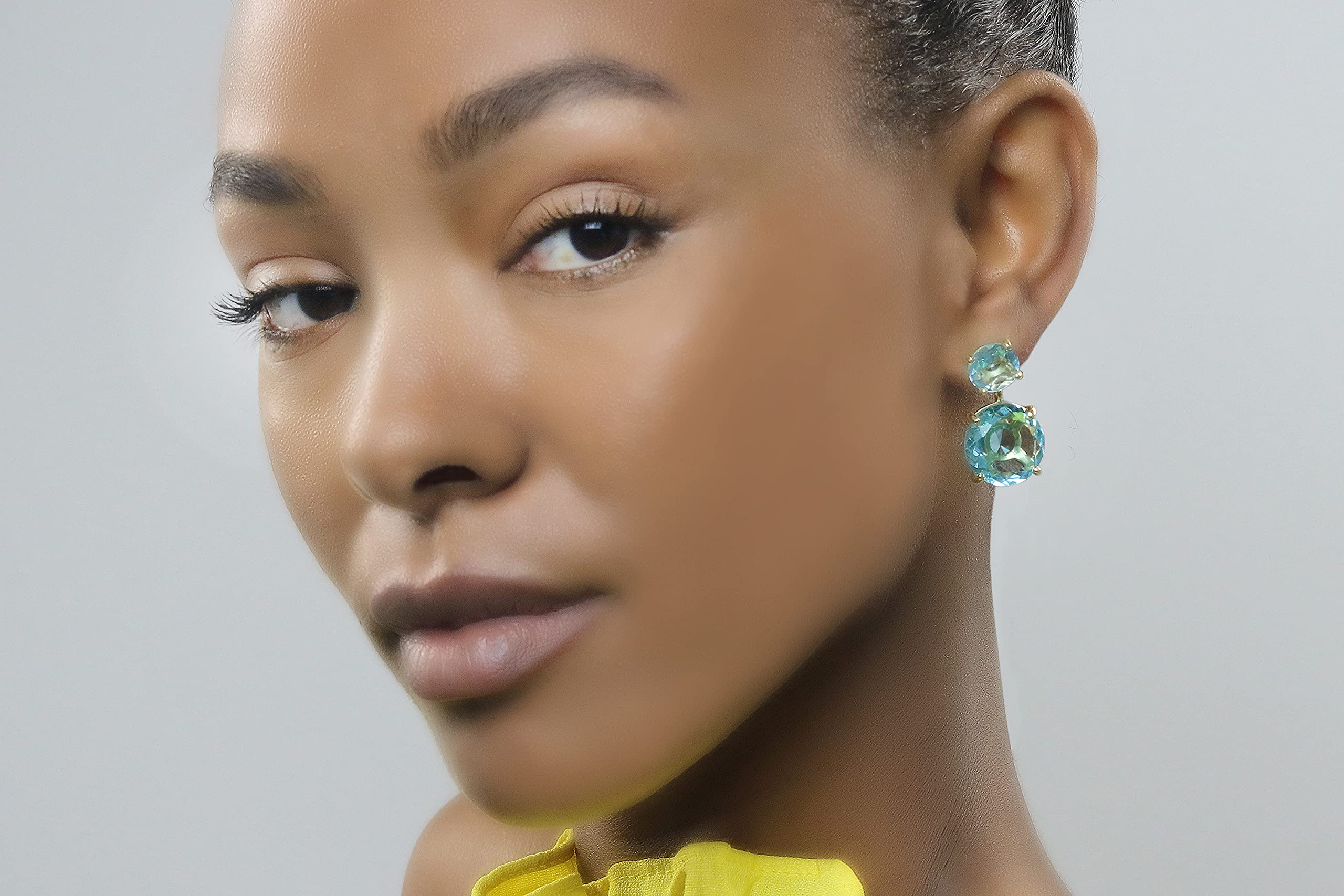 Handmade Double Topaz Stud Earrings for Women – Elegant Statement Fashion Jewelry, Custom Birthstone Gift – Perfect for Parties, Weddings & Special Occasions