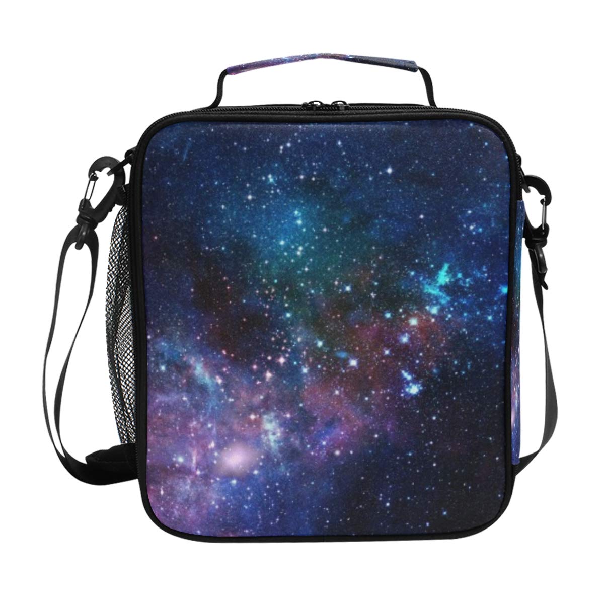 Keceur Insulated Lunch Bag - Large Blue Purple Galaxy Thermal Lunch Box for Men, Women, Boys & Girls - Meal Prep Cooler & Food Warmer with Adjustable Shoulder Strap - Perfect for Work, School, Picnics & Outdoor Activities