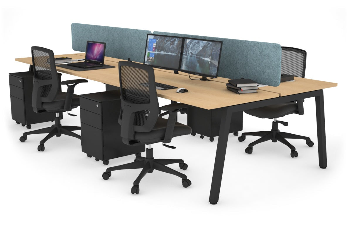Quadro 4-Person Office Workstation Desk - 1600L x 700W Dimensions - Perfect for Team Collaboration, Open Office Spaces & Shared Workstations