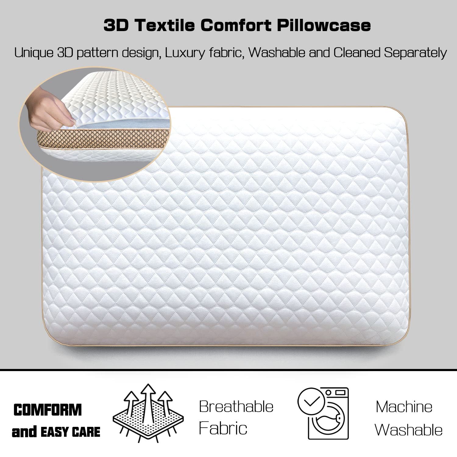Memory Foam Pillows Set of 2 - Standard Size Medium Firm Orthopedic Bed Pillows for Side, Back & Stomach Sleepers | Cooling Gel Infused & Ventilated Design | Washable Cover | Perfect for Neck Pain Relief & Better Sleep