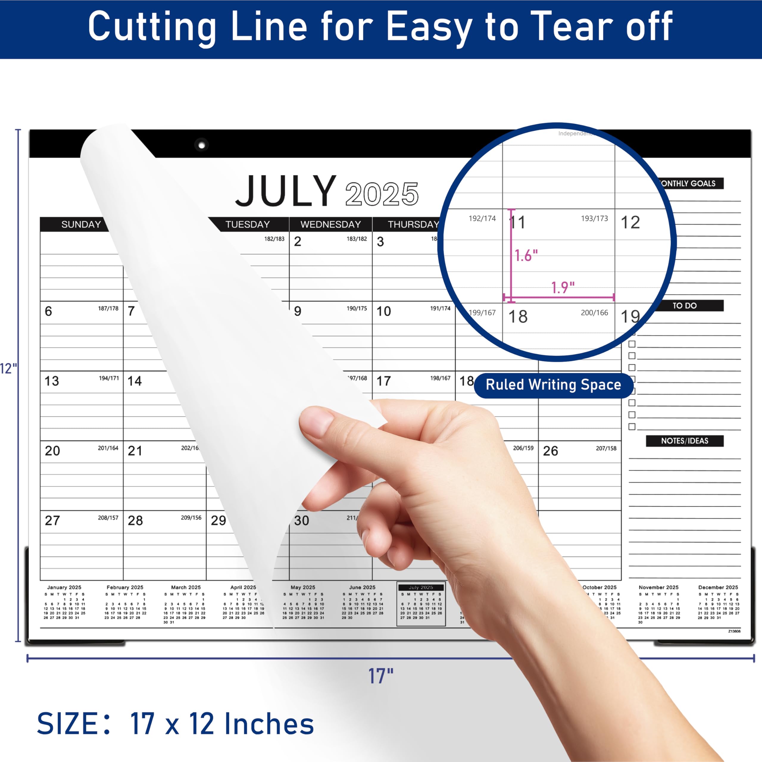 2025-2026 Desk Calendar | 18-Month Planner (July 2025 - December 2026) | 2-in-1 Desktop & Wall Calendar | 17