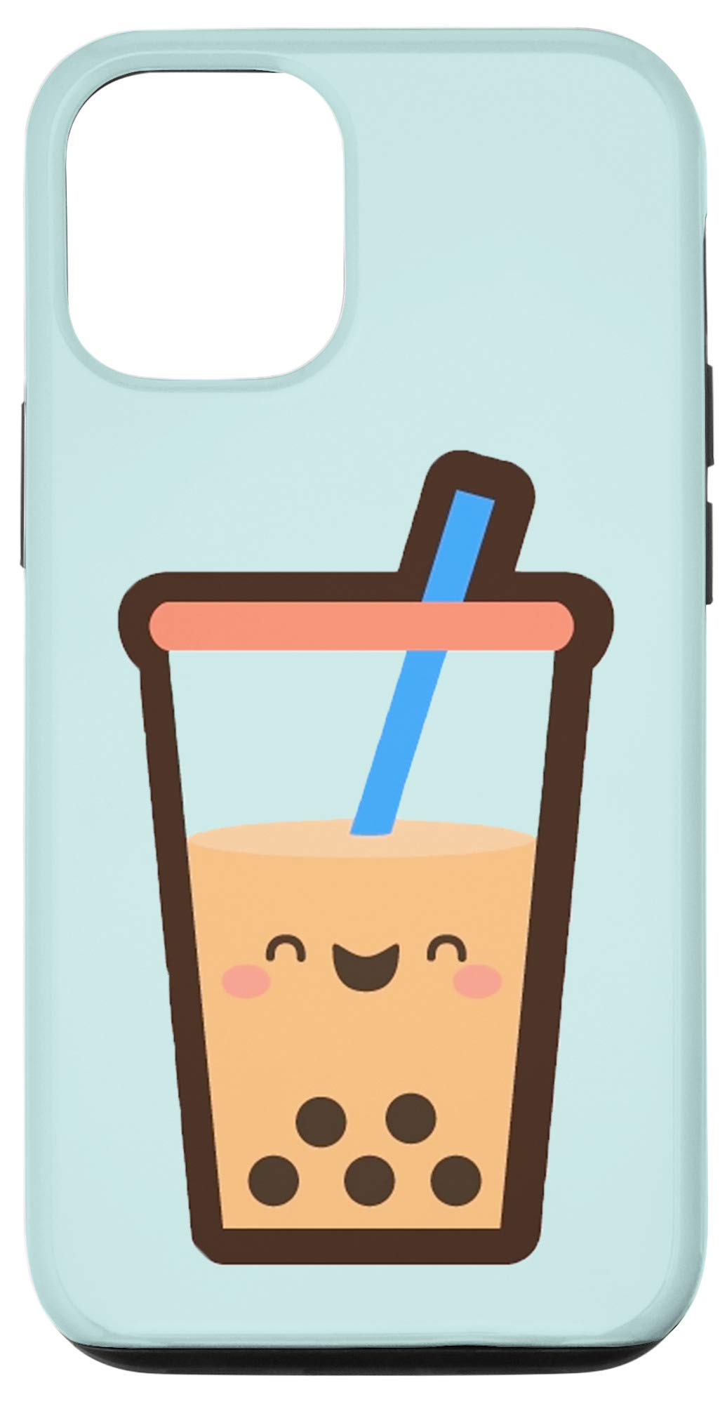 iPhone 12/12 Pro Case - Teal Bubble Tea Cartoon Design | Cute Protective Cover for Dessert Lovers | Perfect for Daily Use, School & Work
