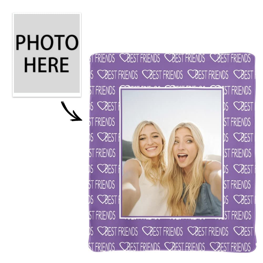 Custom Photo Blanket for Best Friends - Personalized Picture Blanket with Your Design - Unique Birthday Gift for Women, Teen Girls & Long Distance Friends - Perfect Christmas Gift for Besties | Great for Cuddling, Home Decor & Long Distance Friendship Keepsakes