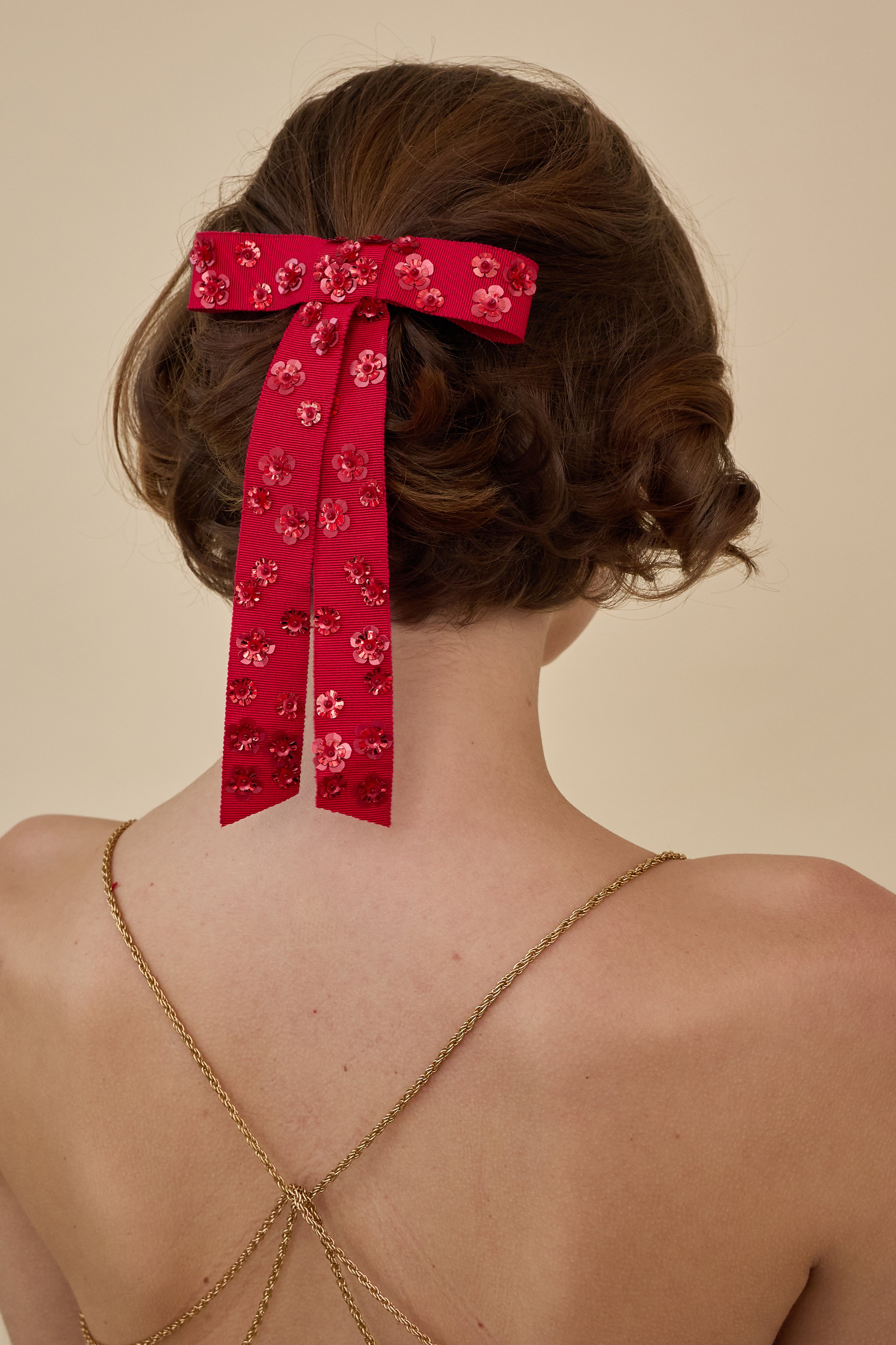Kate Floral Applique Bow - Elegant Hair Accessory for Weddings, Parties & Special Occasions | Perfect Gift for Women & Girls
