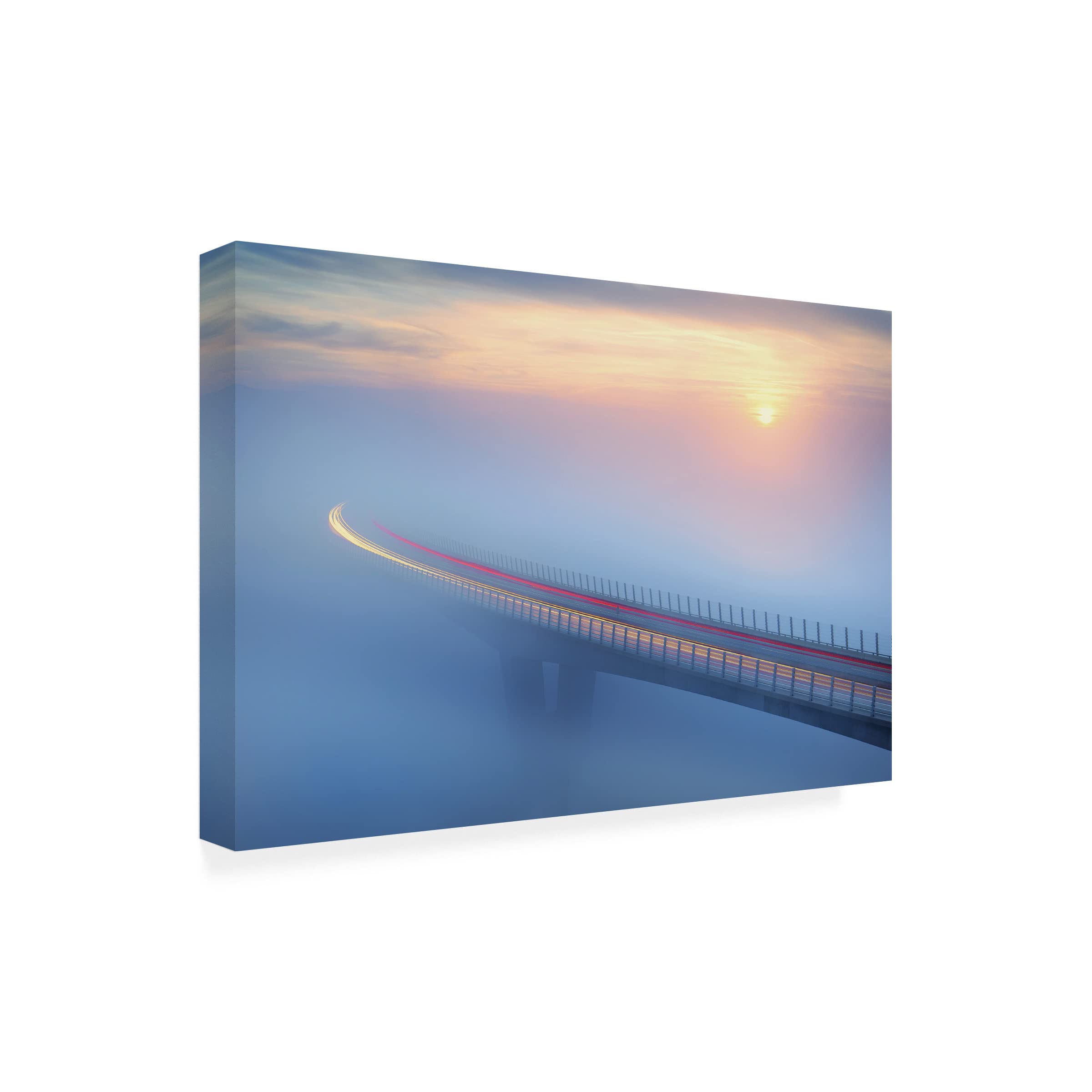 Trademark Fine Art 'Bridge To' Canvas Wall Art by Ales Komovec - Stunning Landscape Painting for Living Room, Bedroom & Office Decor