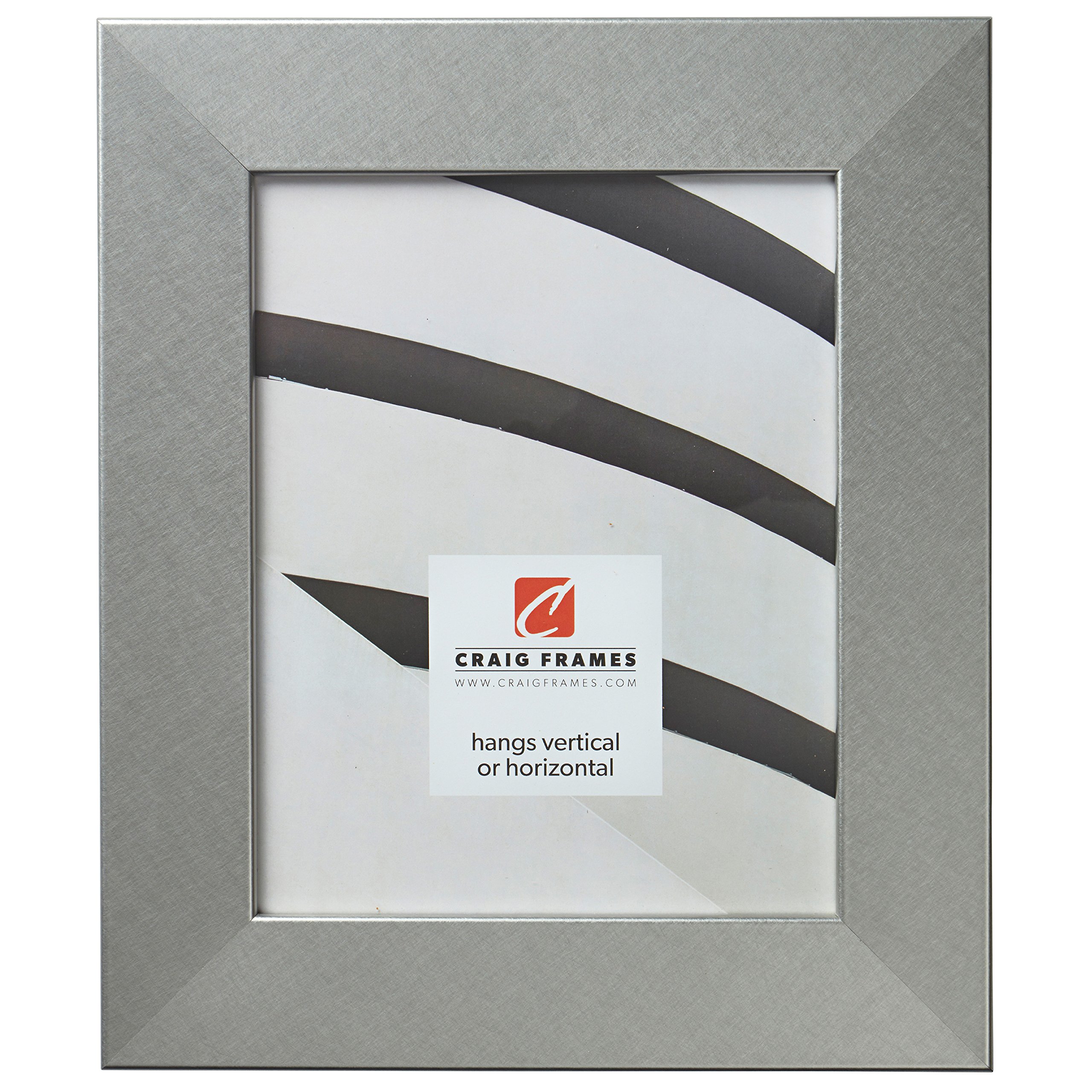 Craig Frames Bauhaus 200 16x20 Inch Picture Frame - Brushed Silver Modern Photo Display for Wall Art, Home Decor & Office