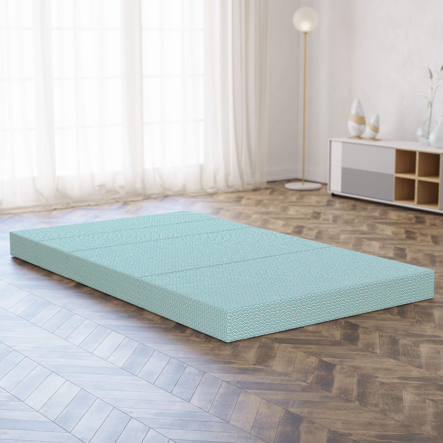 Ambesonne Aqua Foldable Mattress - Water Wave Design, 78.7